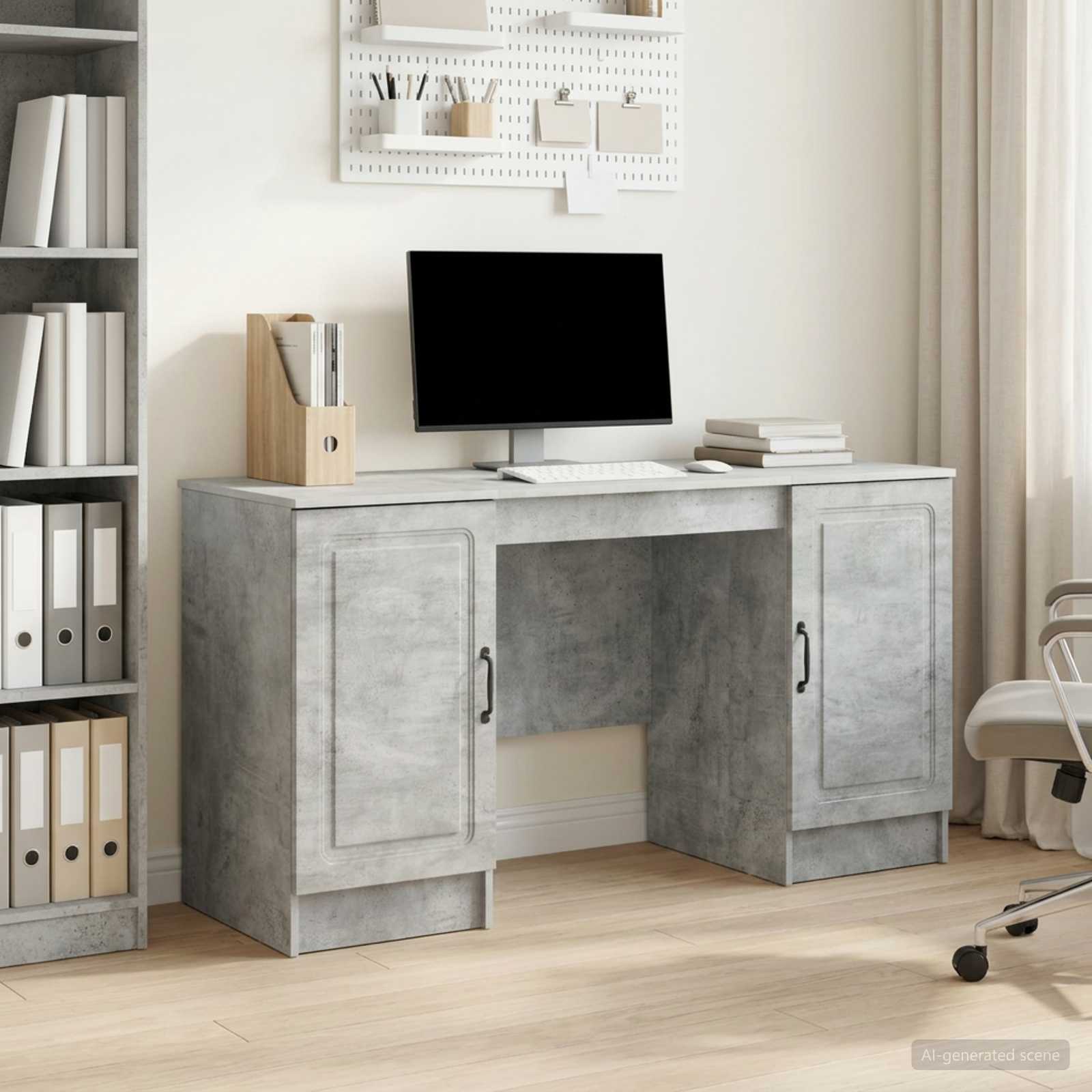 Schreibtisch Betongrau 142,5 x 50 x 75 cm Holzwerkstoff