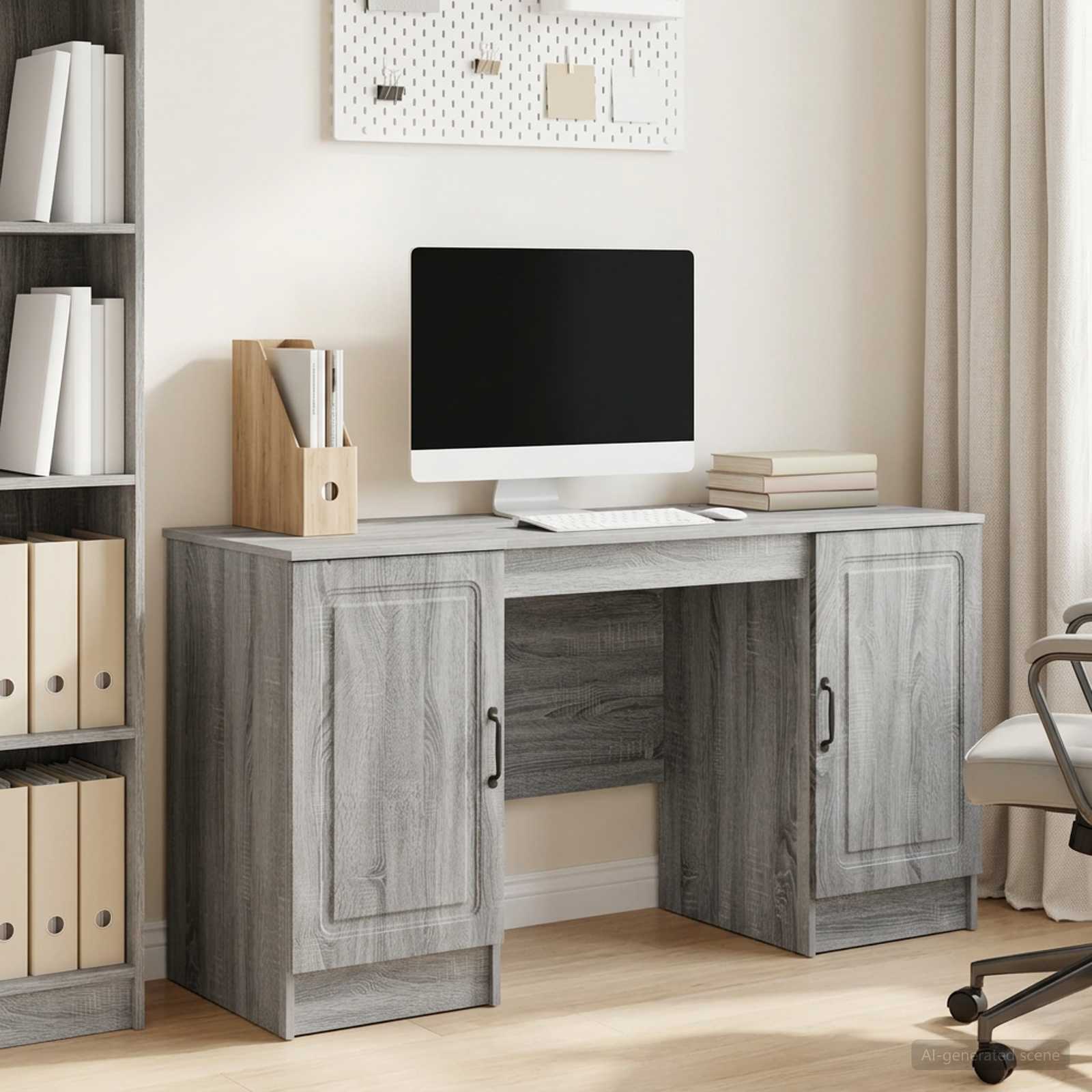Schreibtisch Sonoma-Grau 142,5 x 50 x 75 cm Holzwerkstoff