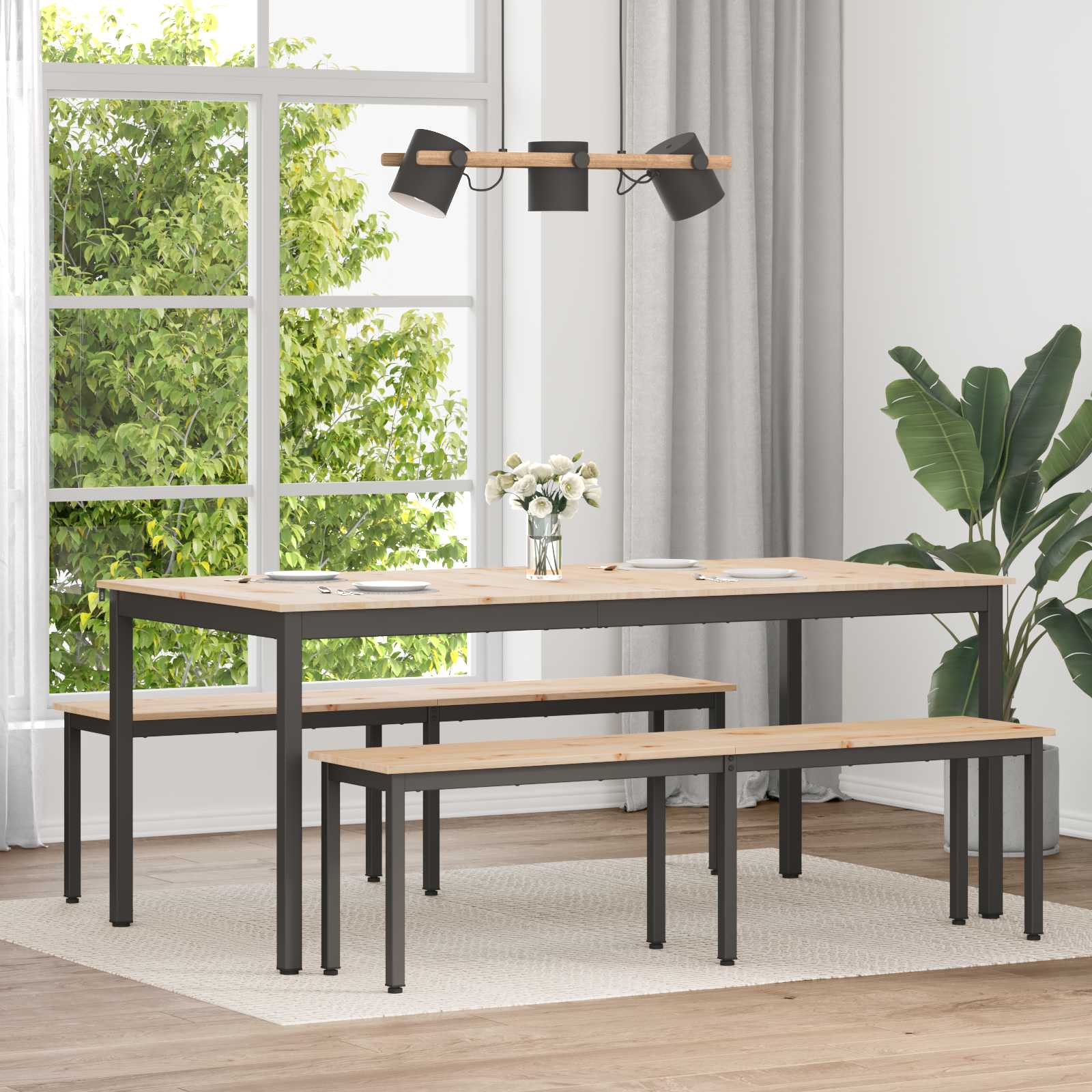 Esstisch Natur 180 x 90 x 75 cm Massives Kiefernholz