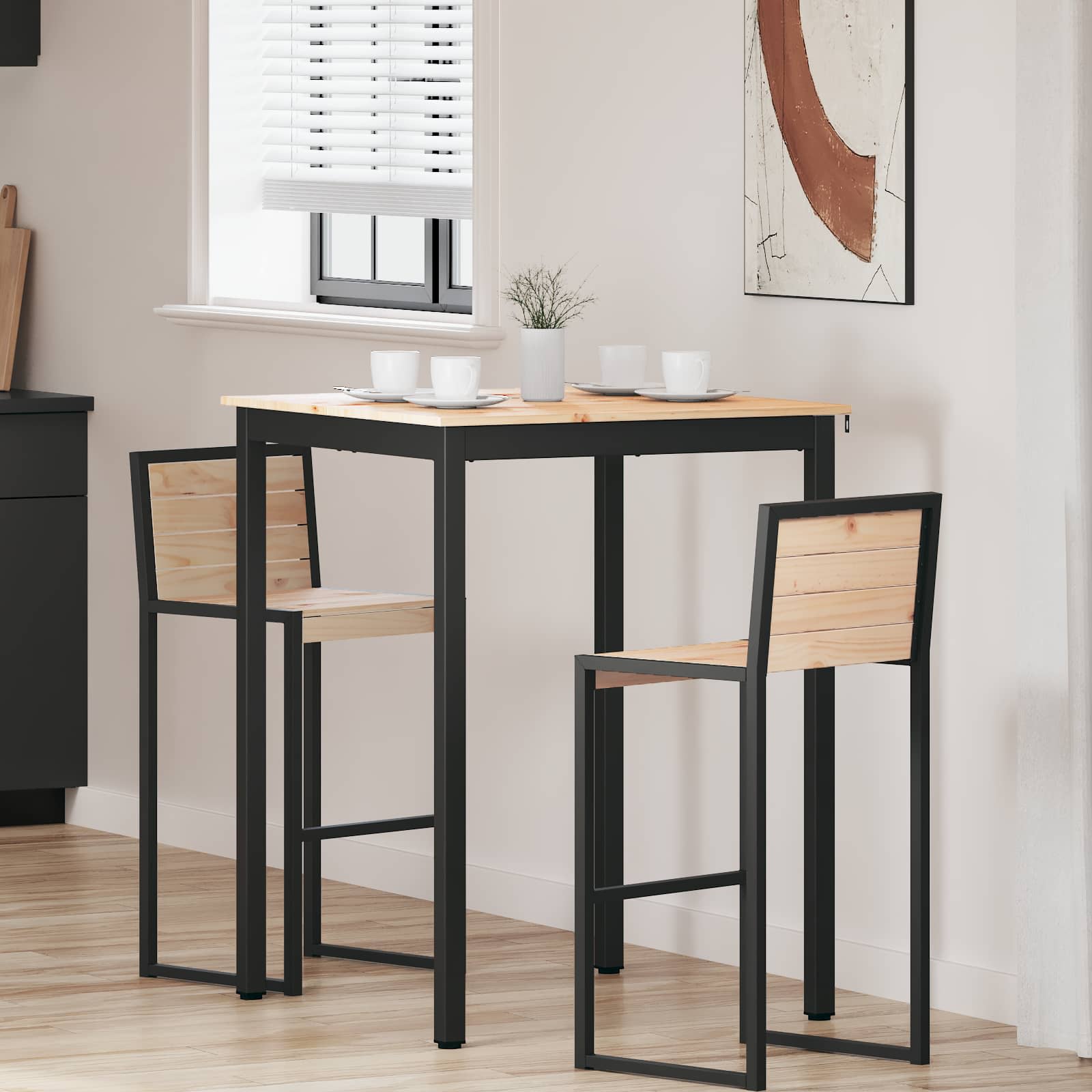 Bartisch 80 x 80 x 105 cm Massives Kiefernholz Natur
