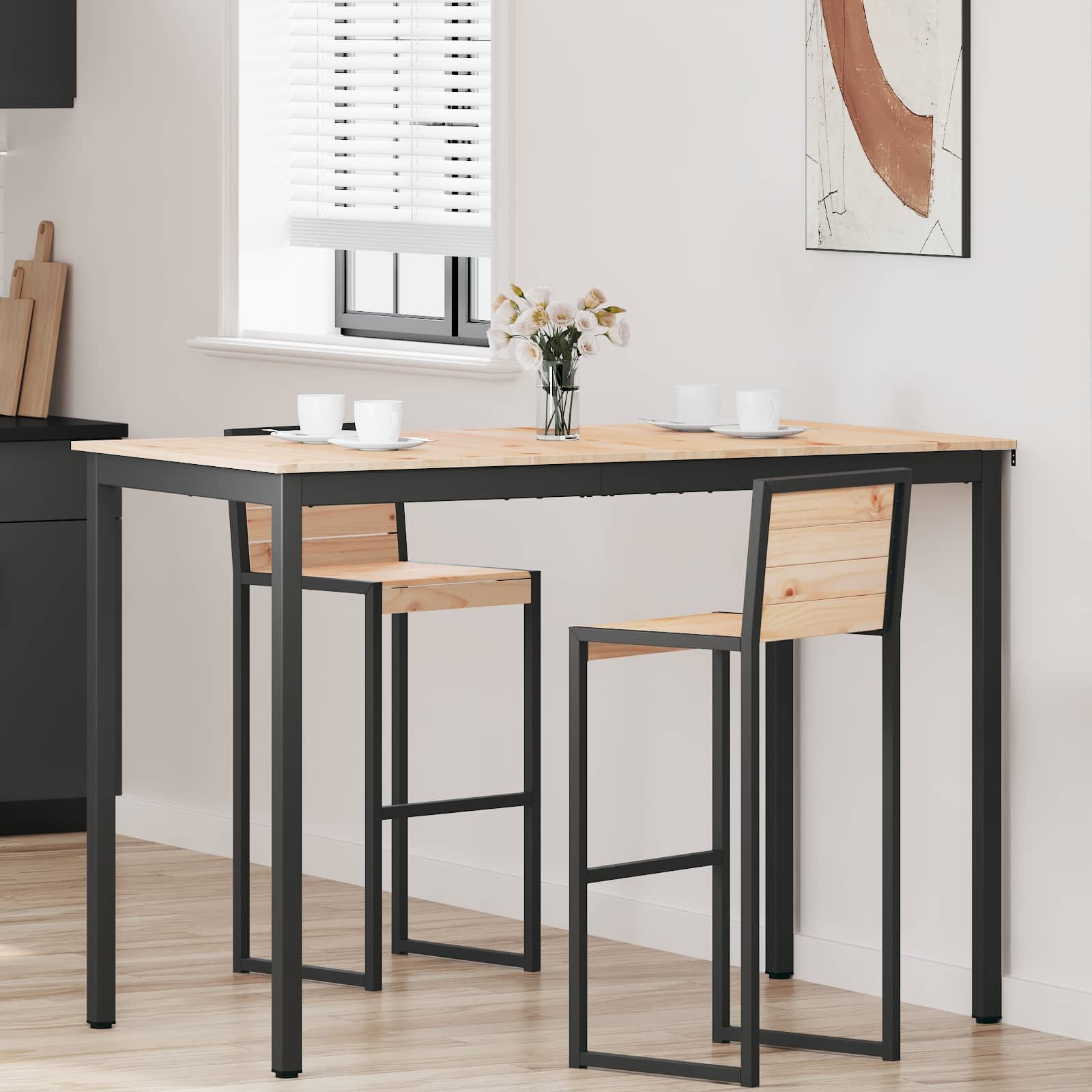 Bartisch 150 x 80 x 105 cm Massives Kiefernholz Natur