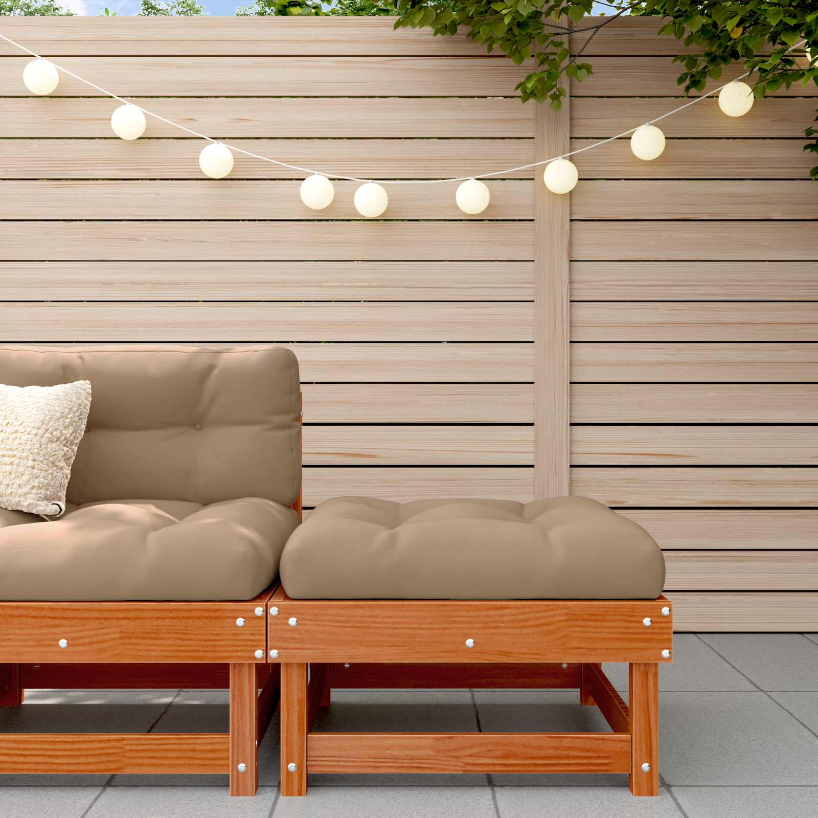 Garden Footrest Massives Kiefernholz Wachsbraun