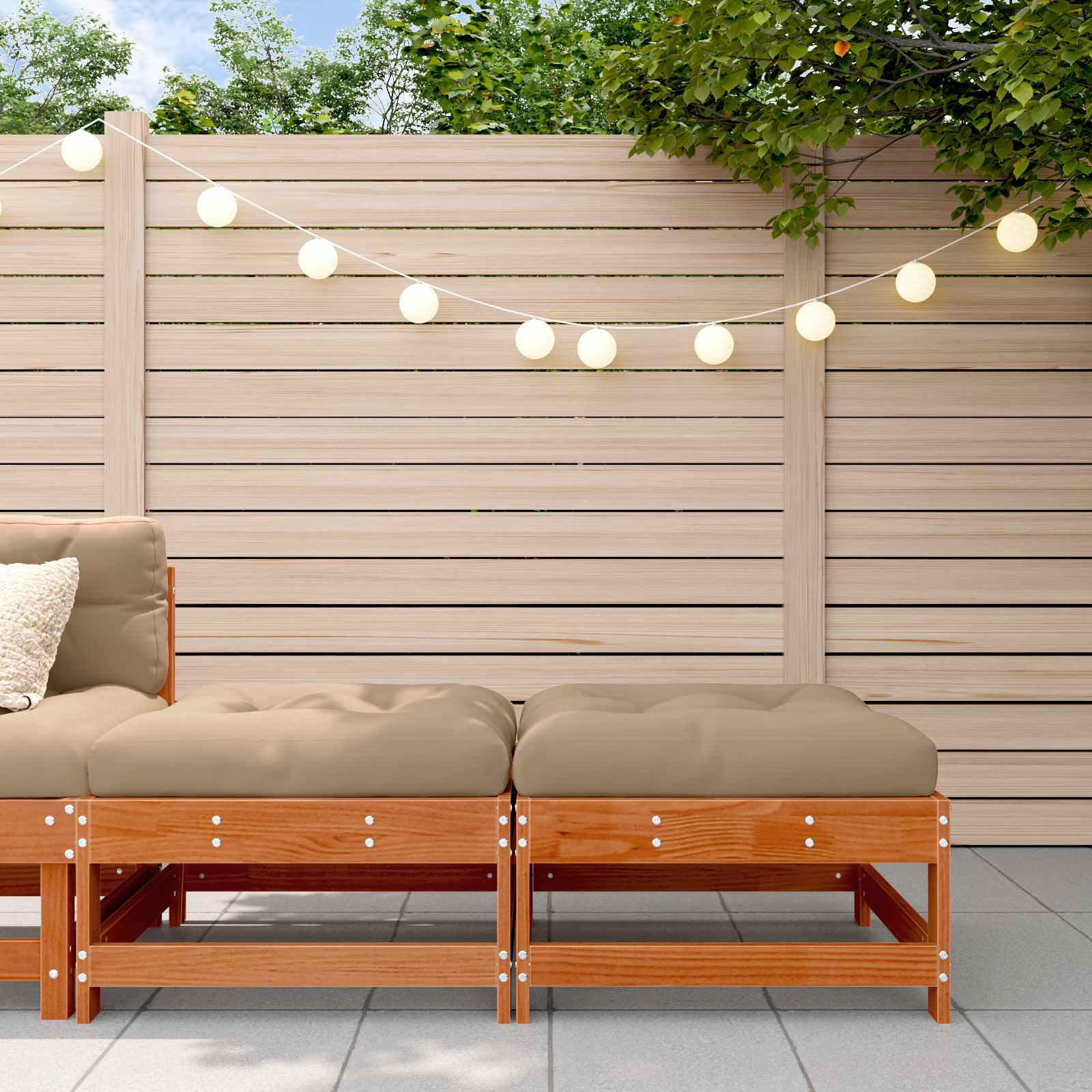 Garden Footrest Massives Kiefernholz Wachsbraun