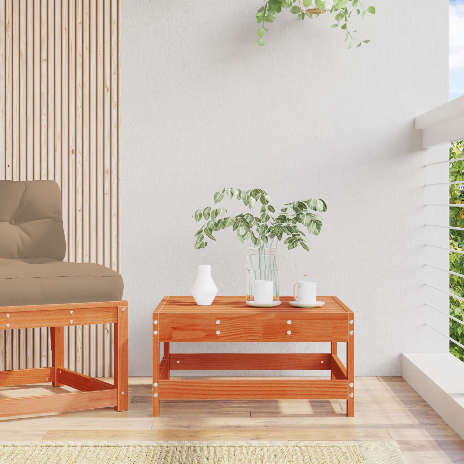 Garden Footrest Massives Kiefernholz Wachsbraun 62 x 62 x 32 cm