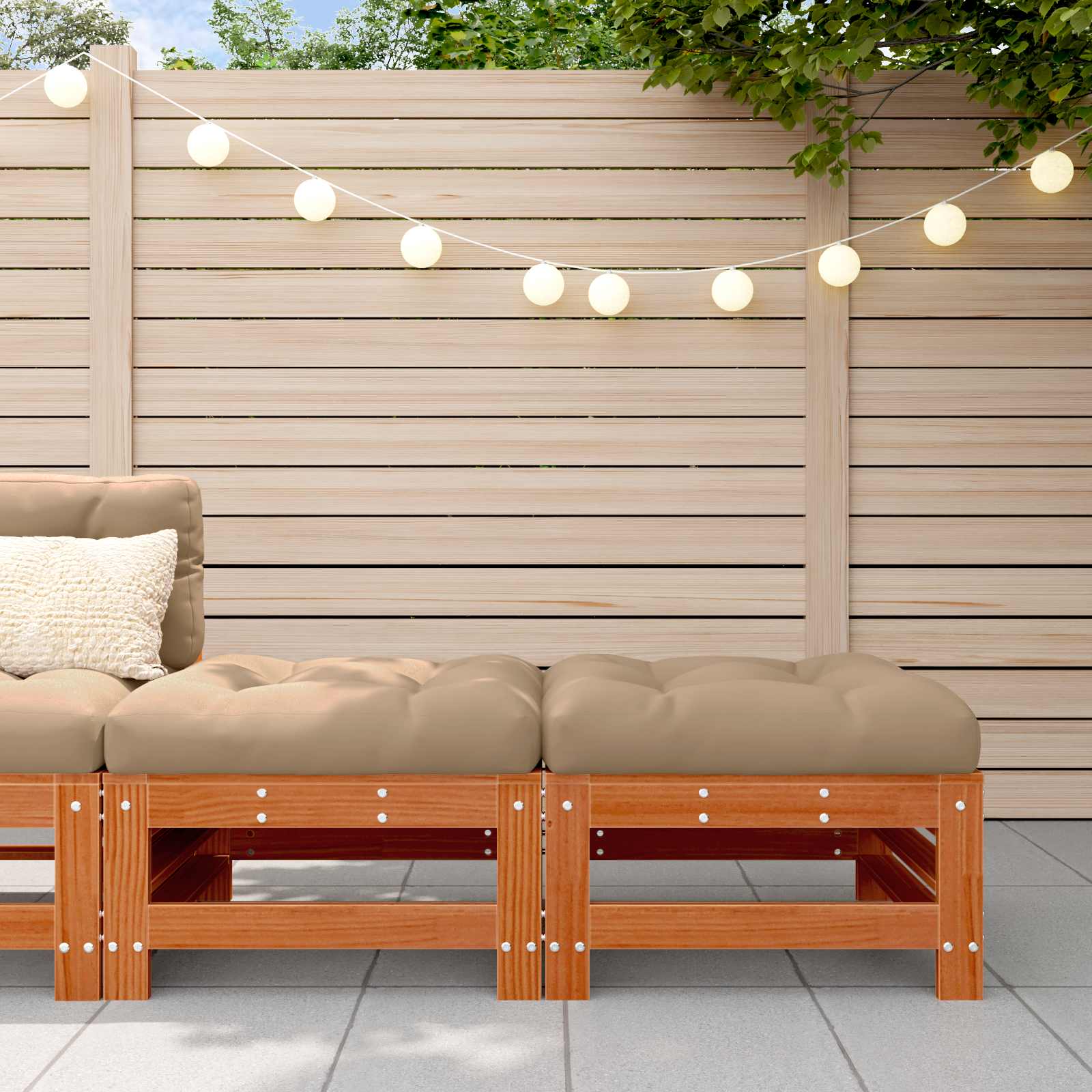 Garden Footrest Massives Kiefernholz Wachsbraun