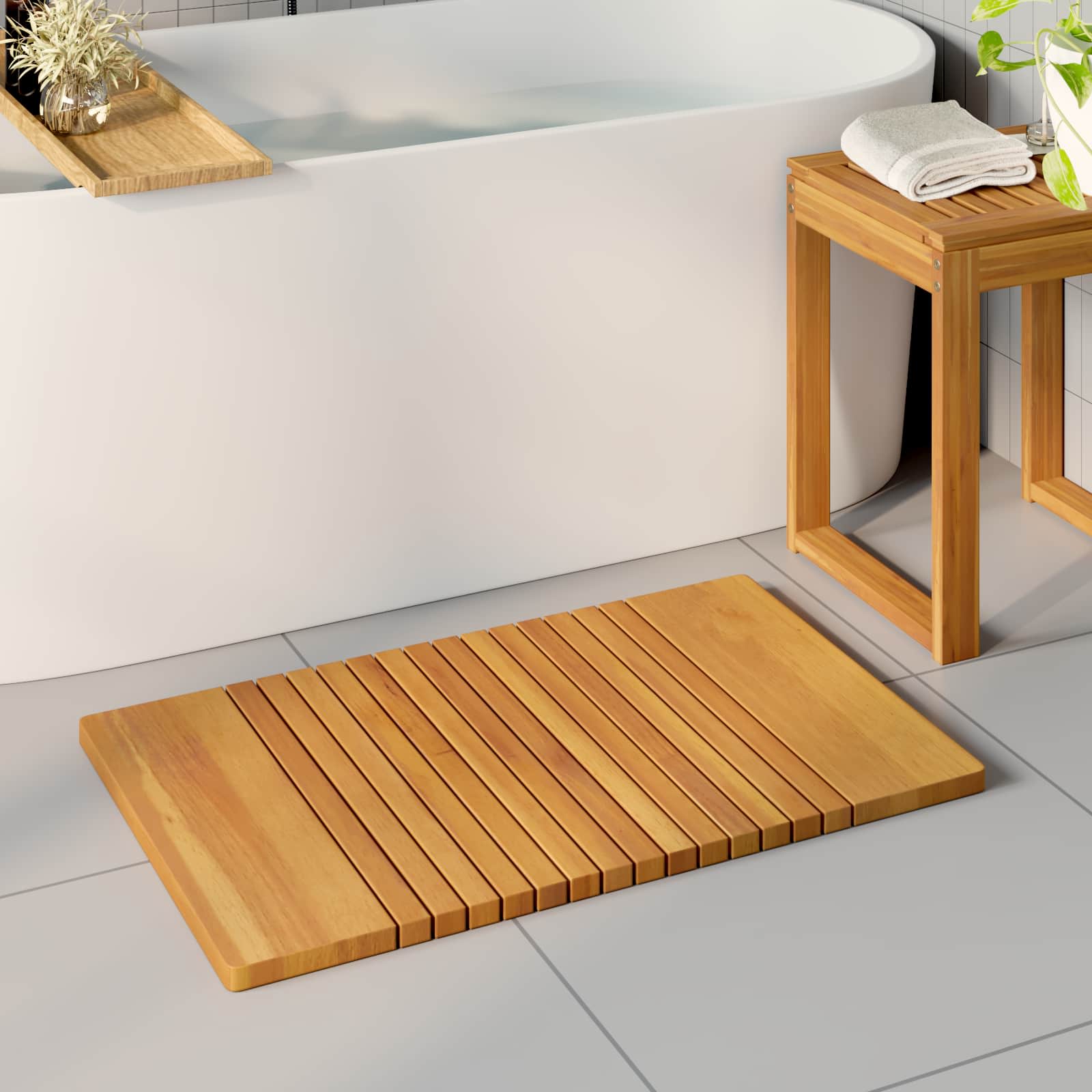 Badematte Natur 81 x 50 cm Massivholz Akazie