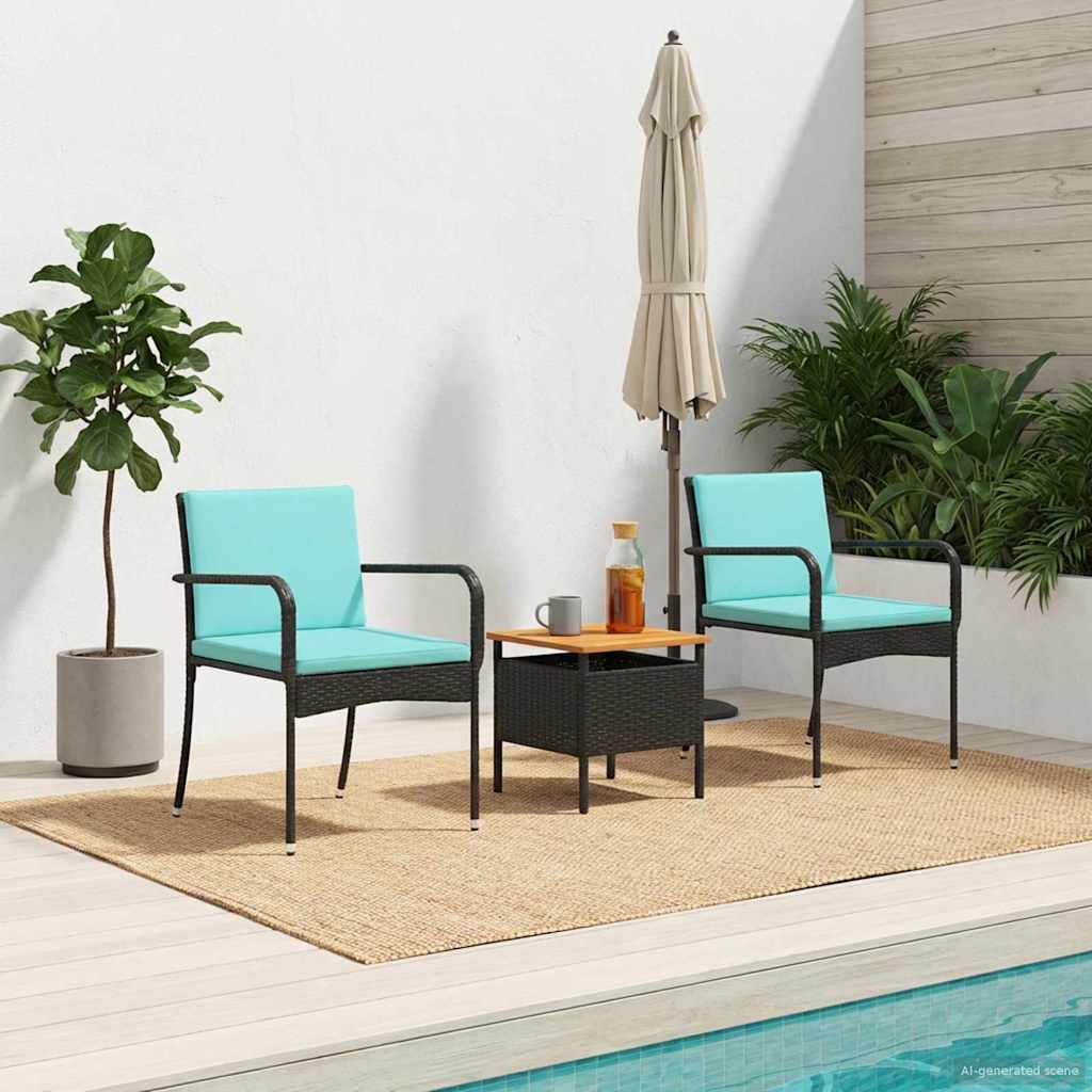 Garten Set Schwarz Poly-Rattan