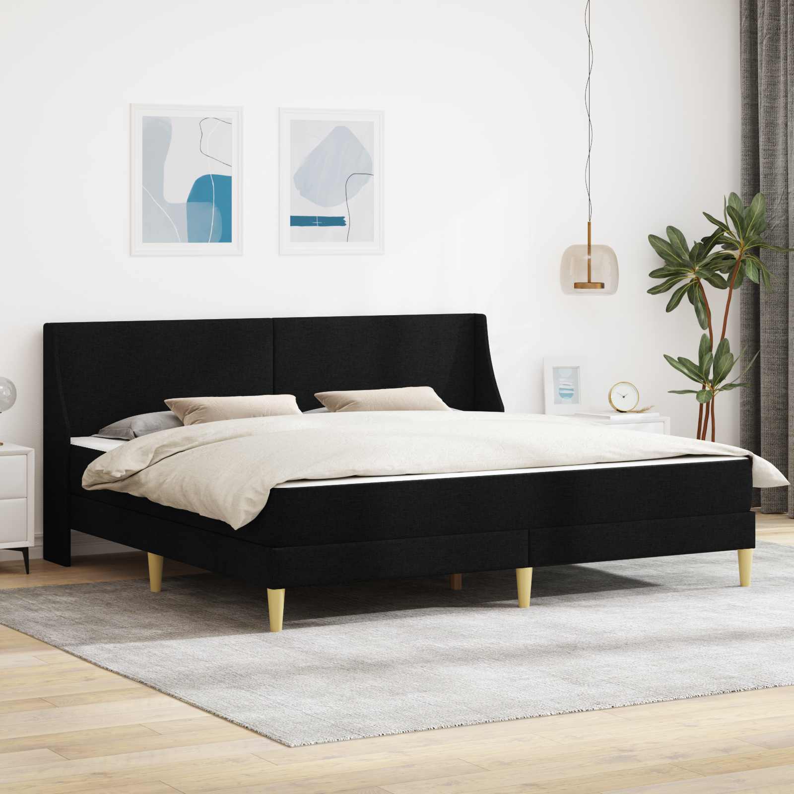 Bettgestell mit Matratze Schwarz 180 x 200 cm Polyester