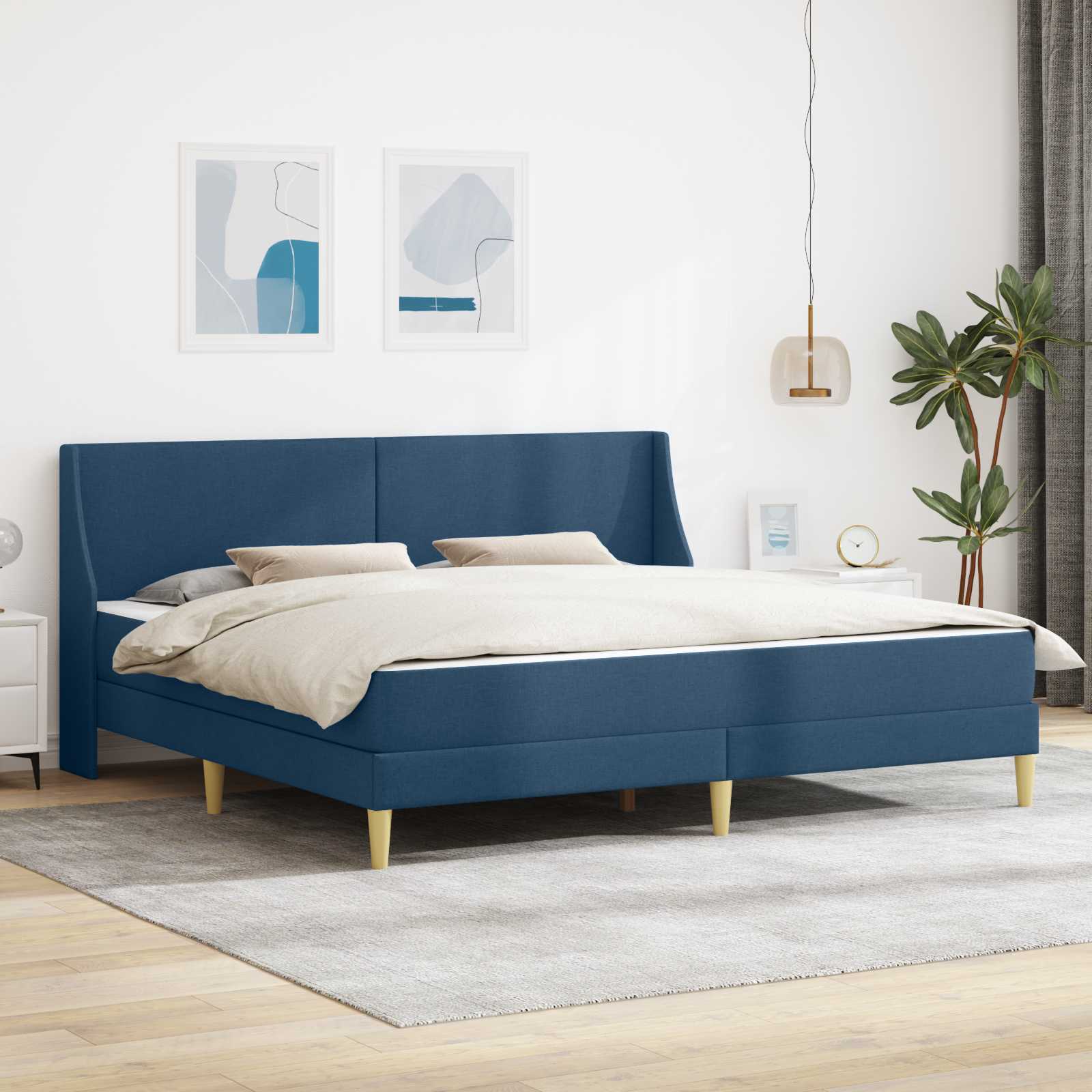 Bettgestell mit Matratze Blau 180 x 200 cm Polyester