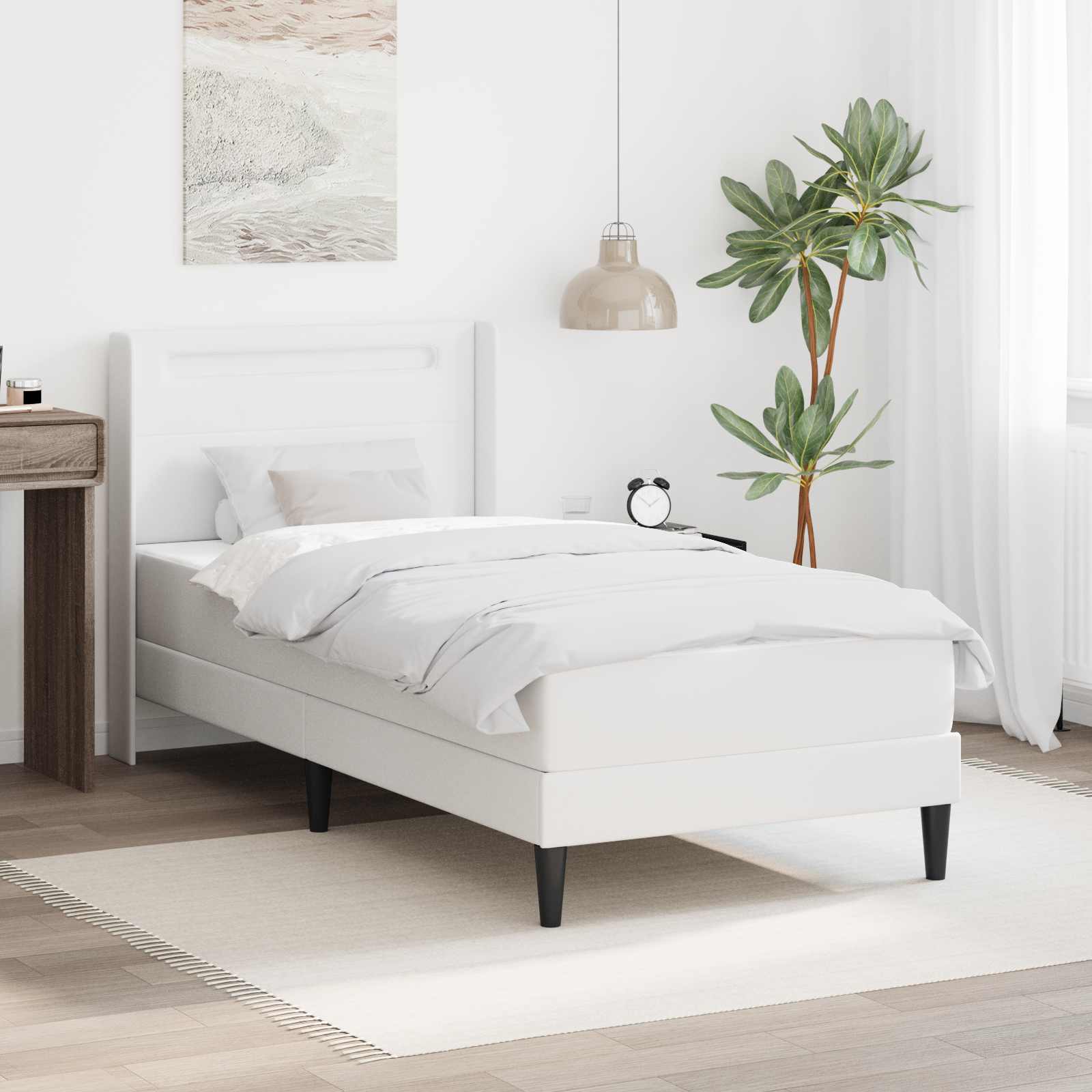 Bettgestell mit Matratze Weiß 80 x 200 cm Kunstleder