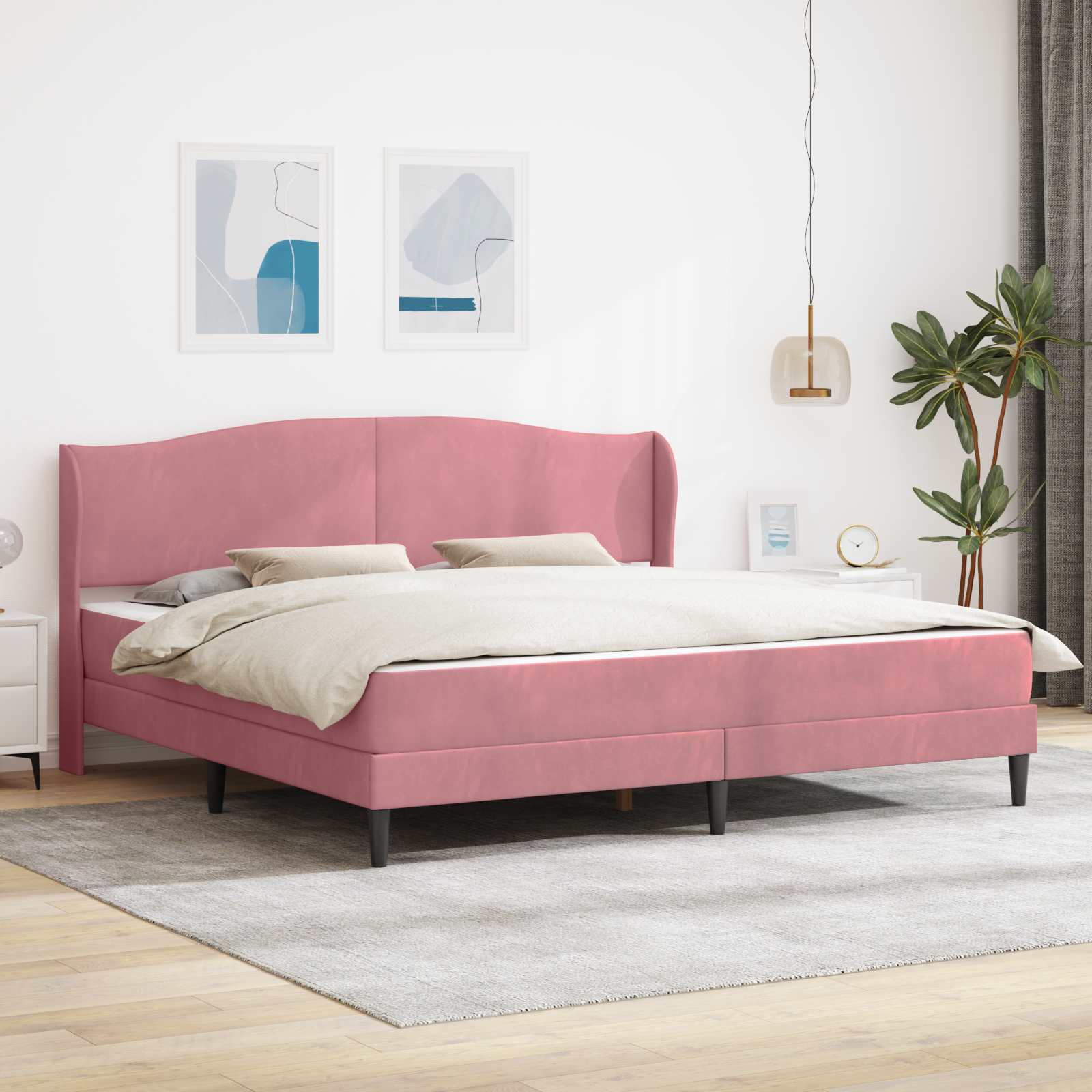 Bettrahmen mit Kopfteil Rosa 180 x 200 cm Samt