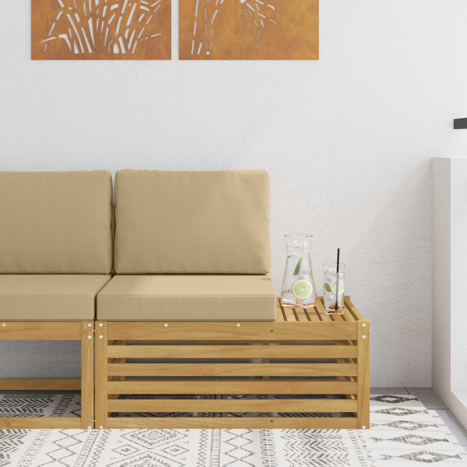 Outdoor Endsofa Weiß 91 x 63 x 73 cm Massivholz Akazie