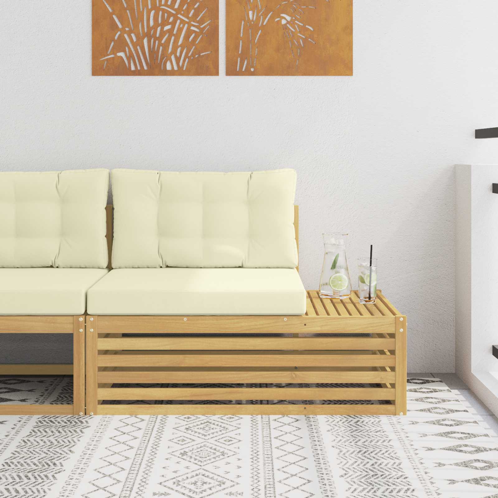 Outdoor End sofa Massivholz Akazie Weiß