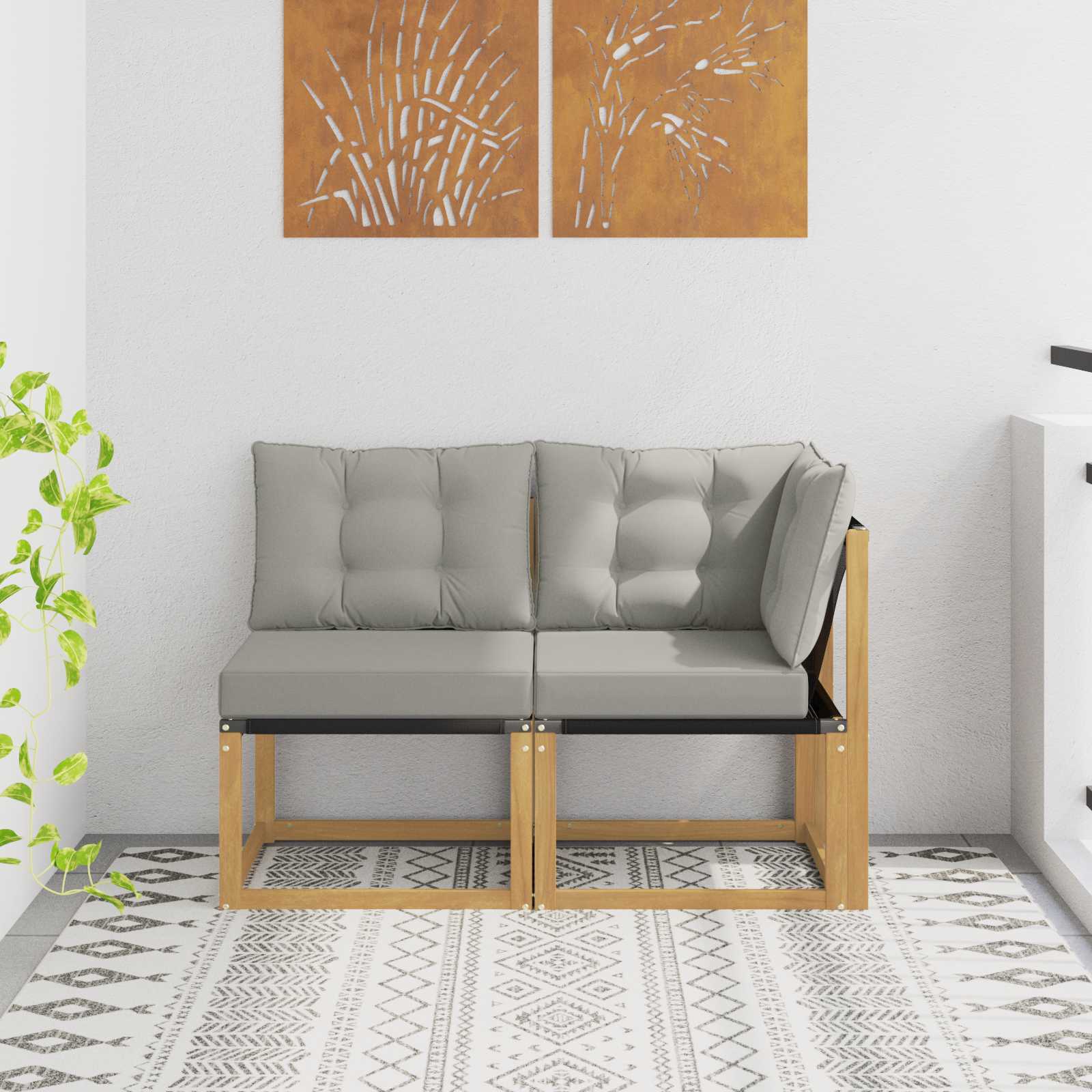 2 stk. Outdoor Mittel- und Ecksofa Weiß
