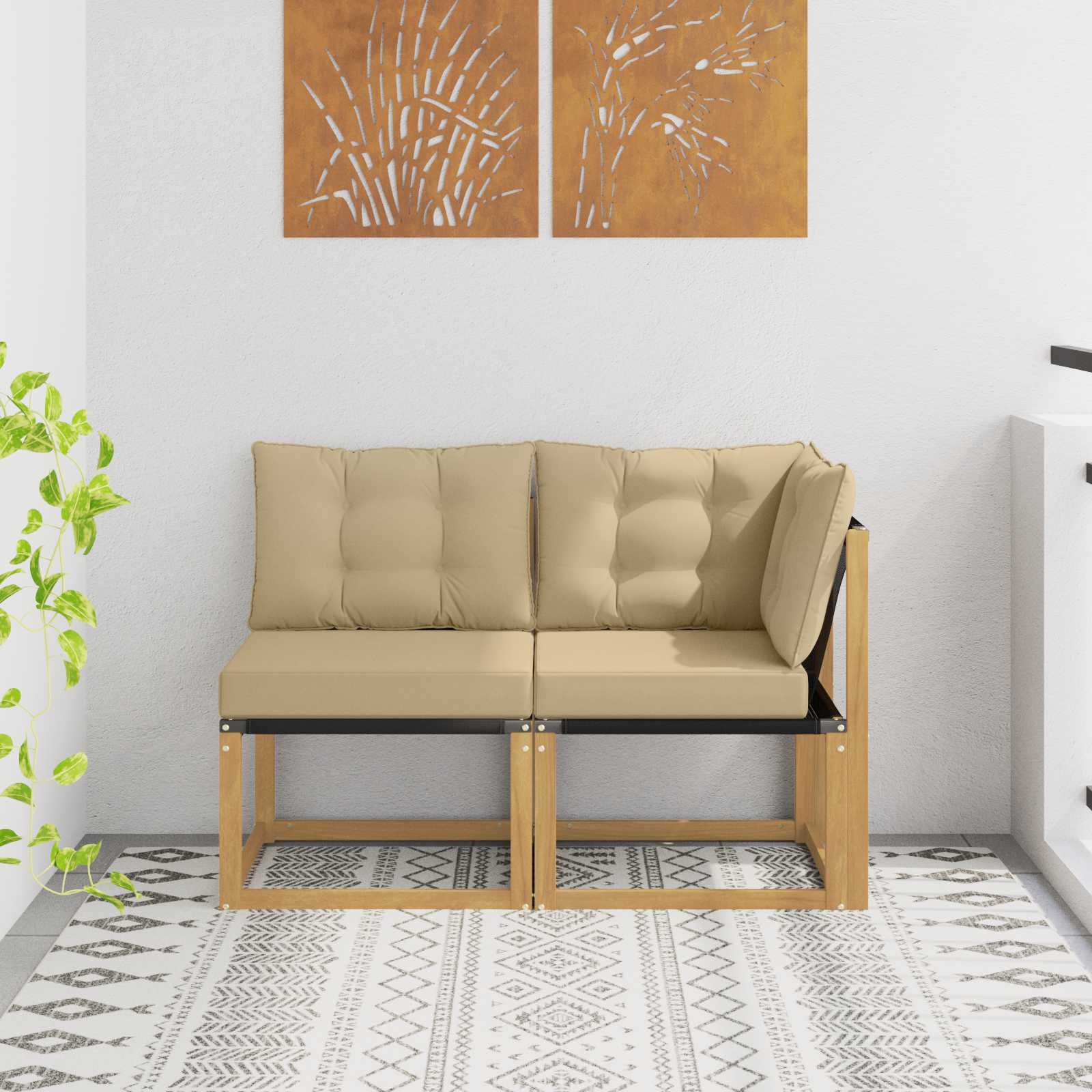 2 stk. Outdoor Mittel- und Ecksofa Weiß