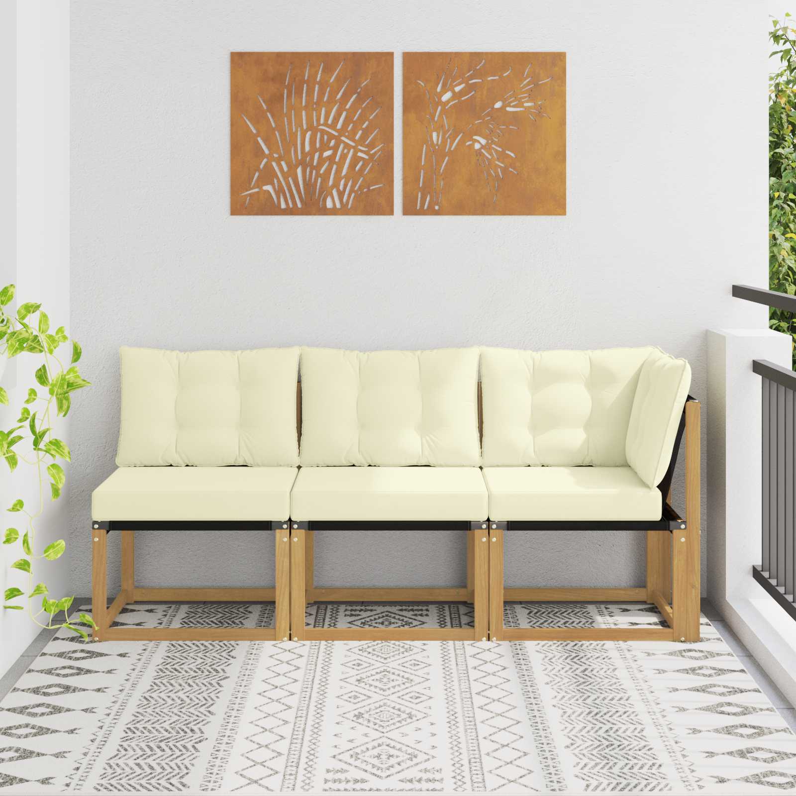 3 stk. Outdoor Mittel- und Ecksofa Weiß