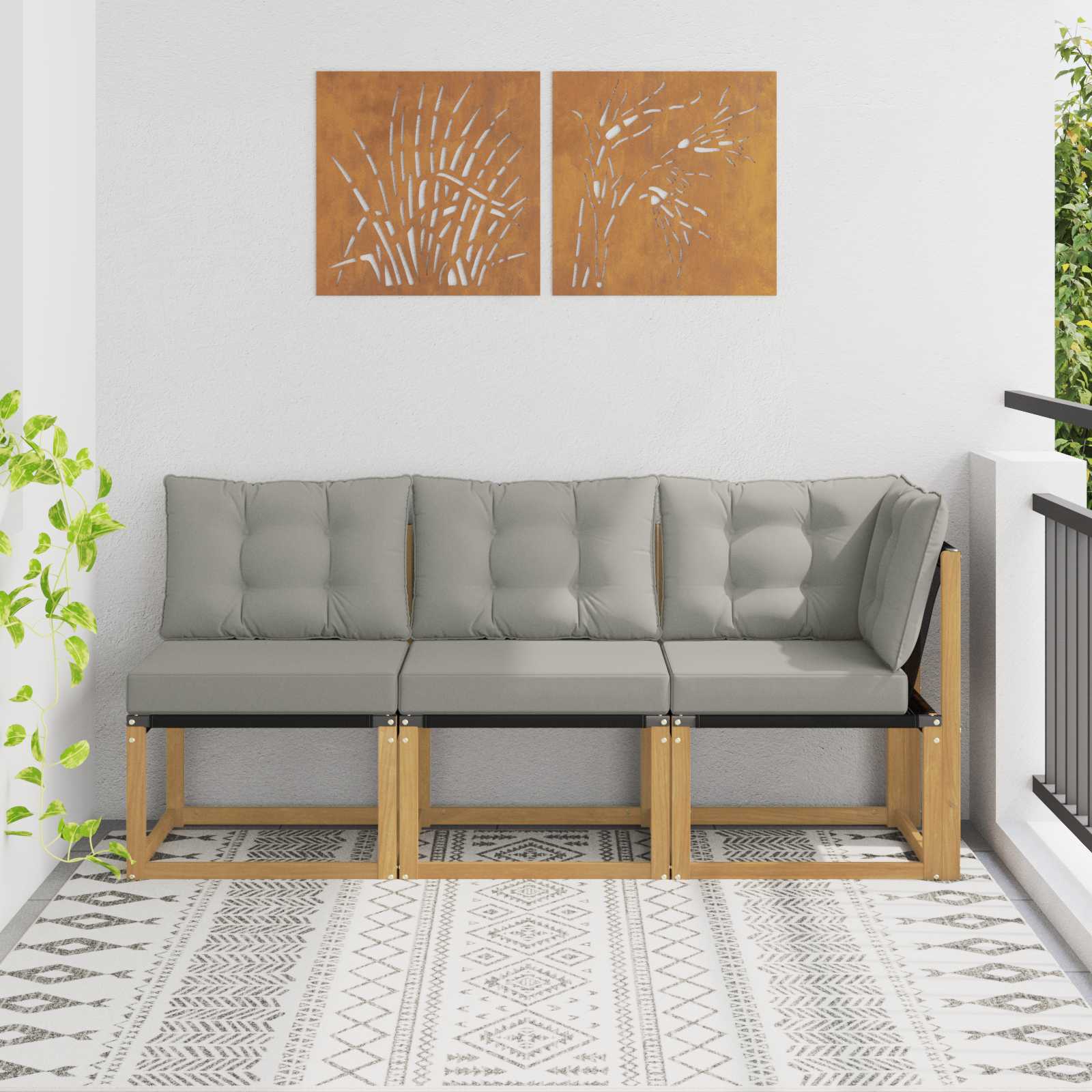 3 stk. Outdoor Mittel- und Ecksofa Weiß