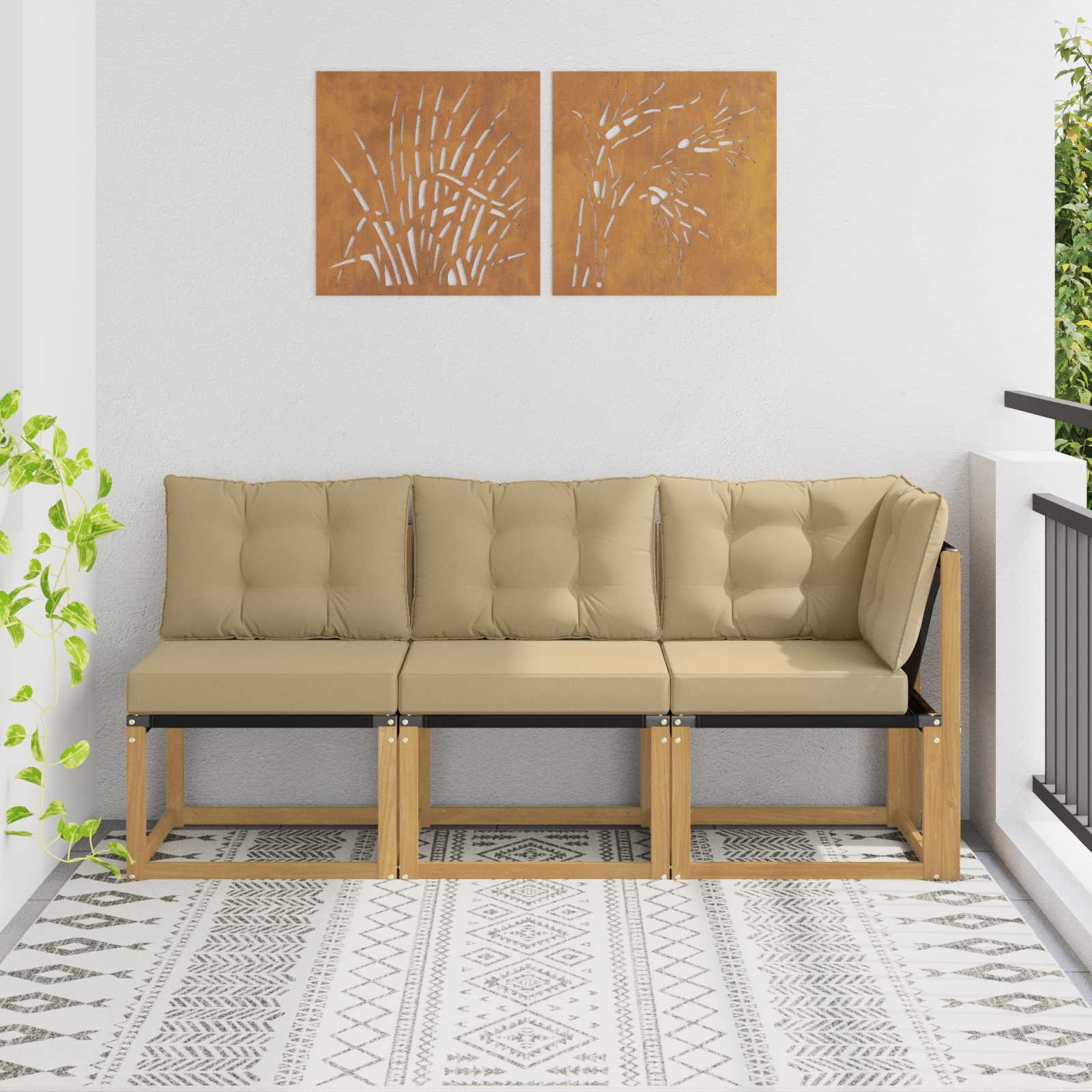 3 stk. Outdoor Mittel- und Ecksofa Weiß