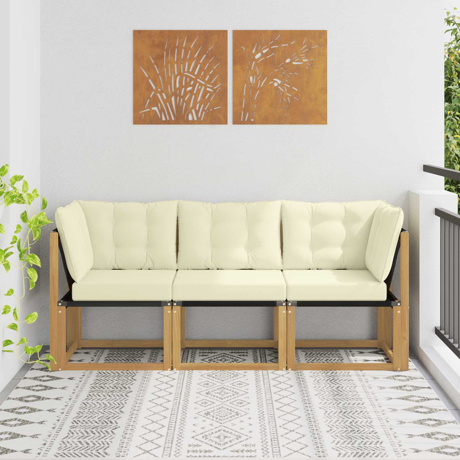 3 stk. Outdoor Mittel- und Ecksofa Weiß