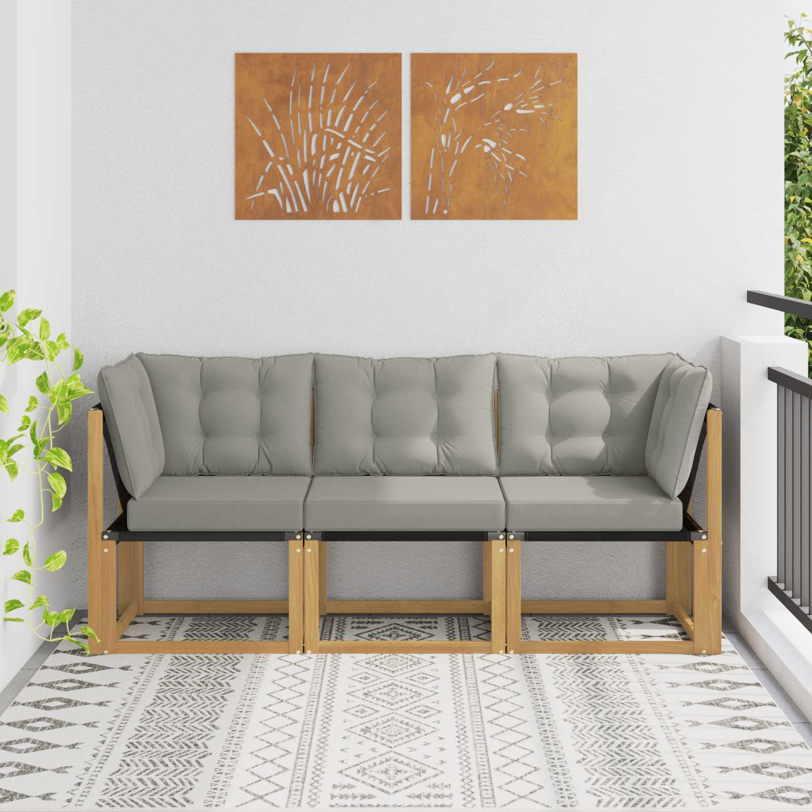 3 stk. Outdoor Mittel- und Ecksofa Weiß