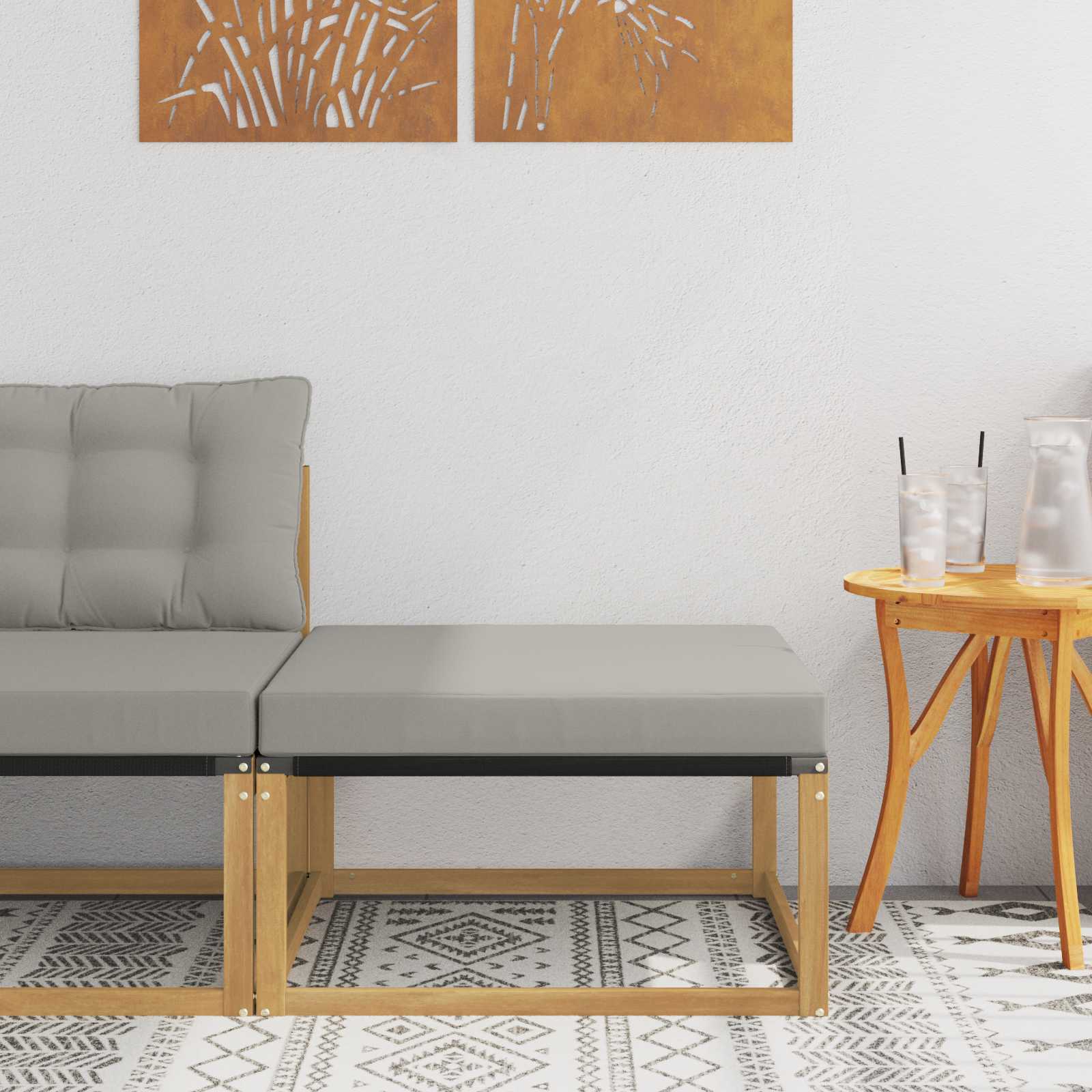 Outdoor-Fußhocker Massivholz Akazie Weiß