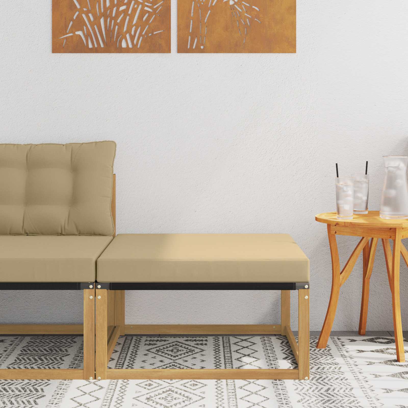 Outdoor-Fußhocker Massivholz Akazie Weiß
