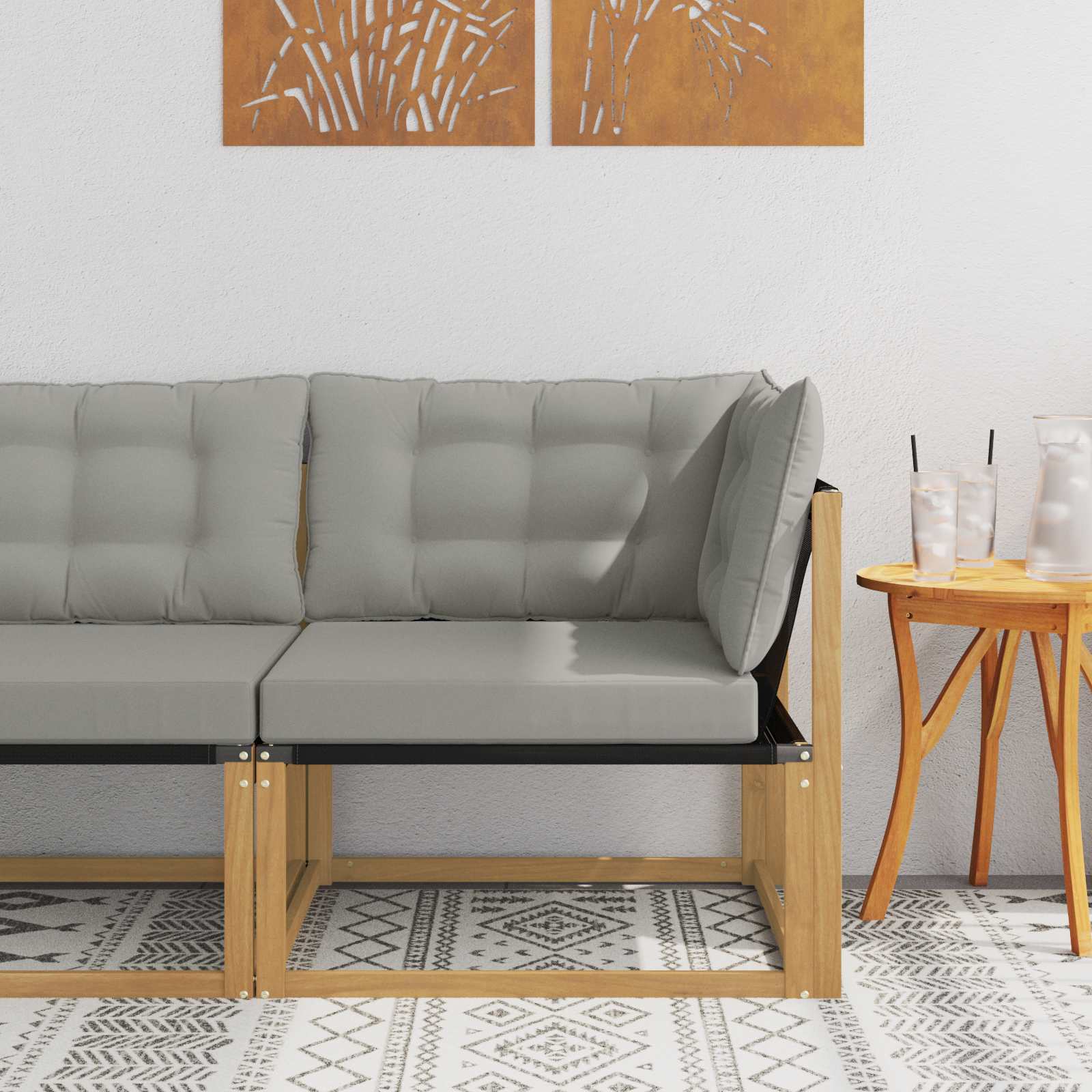 Outdoor Ecksofa Massivholz Akazie Weiß