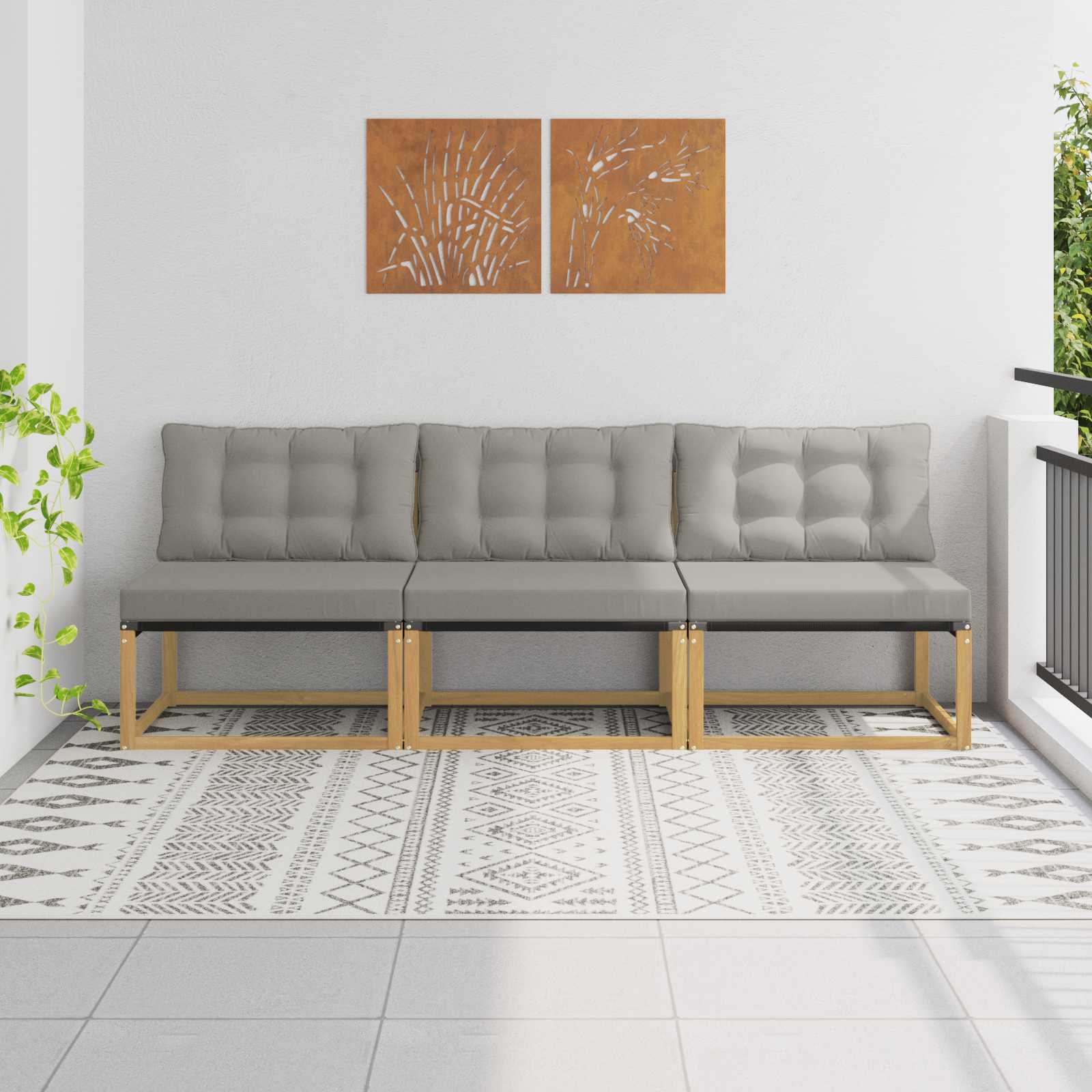 Outdoor Mittelsofa Massivholz Akazie Weiß