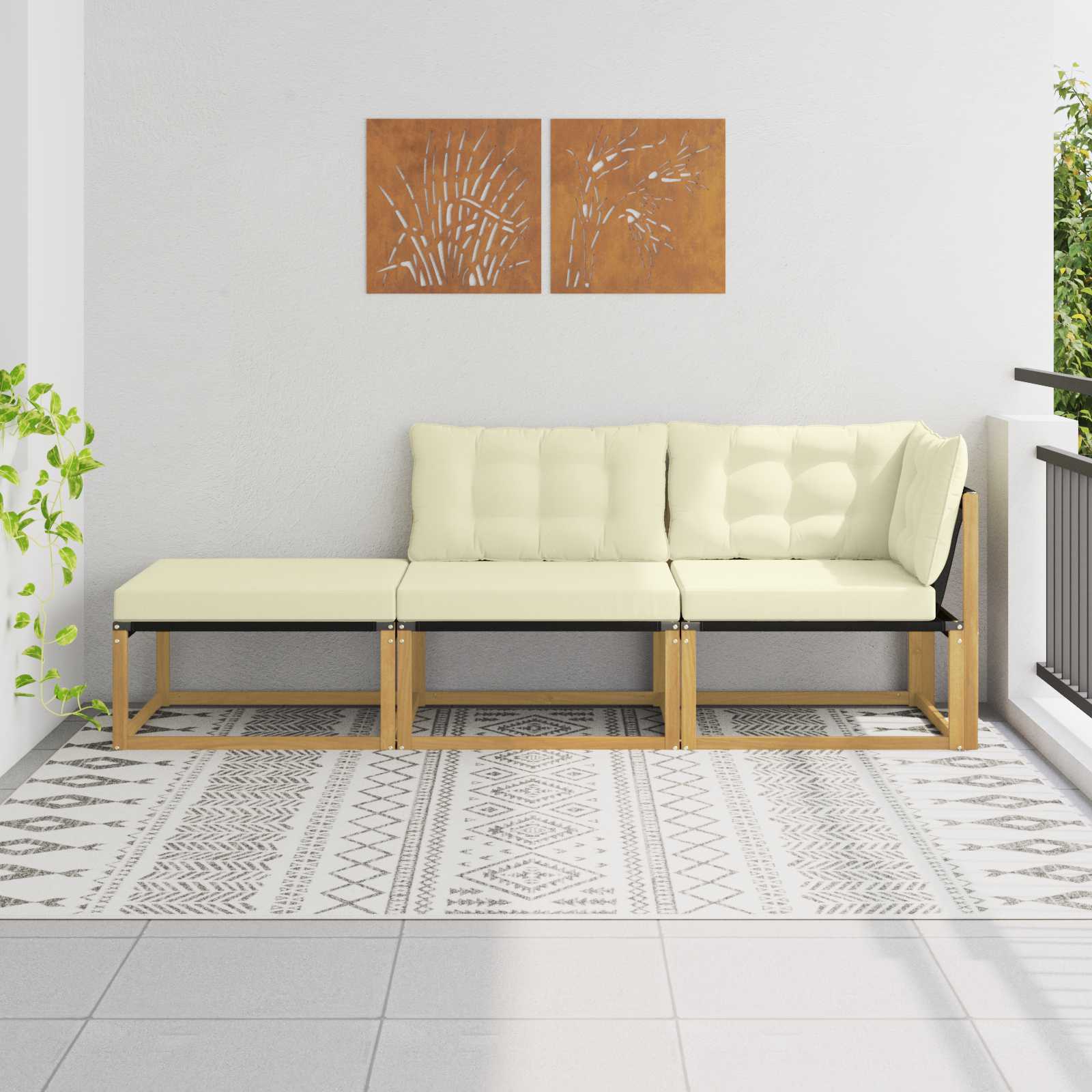 Outdoor-Sofagarnitur Massivholz Akazie Weiß