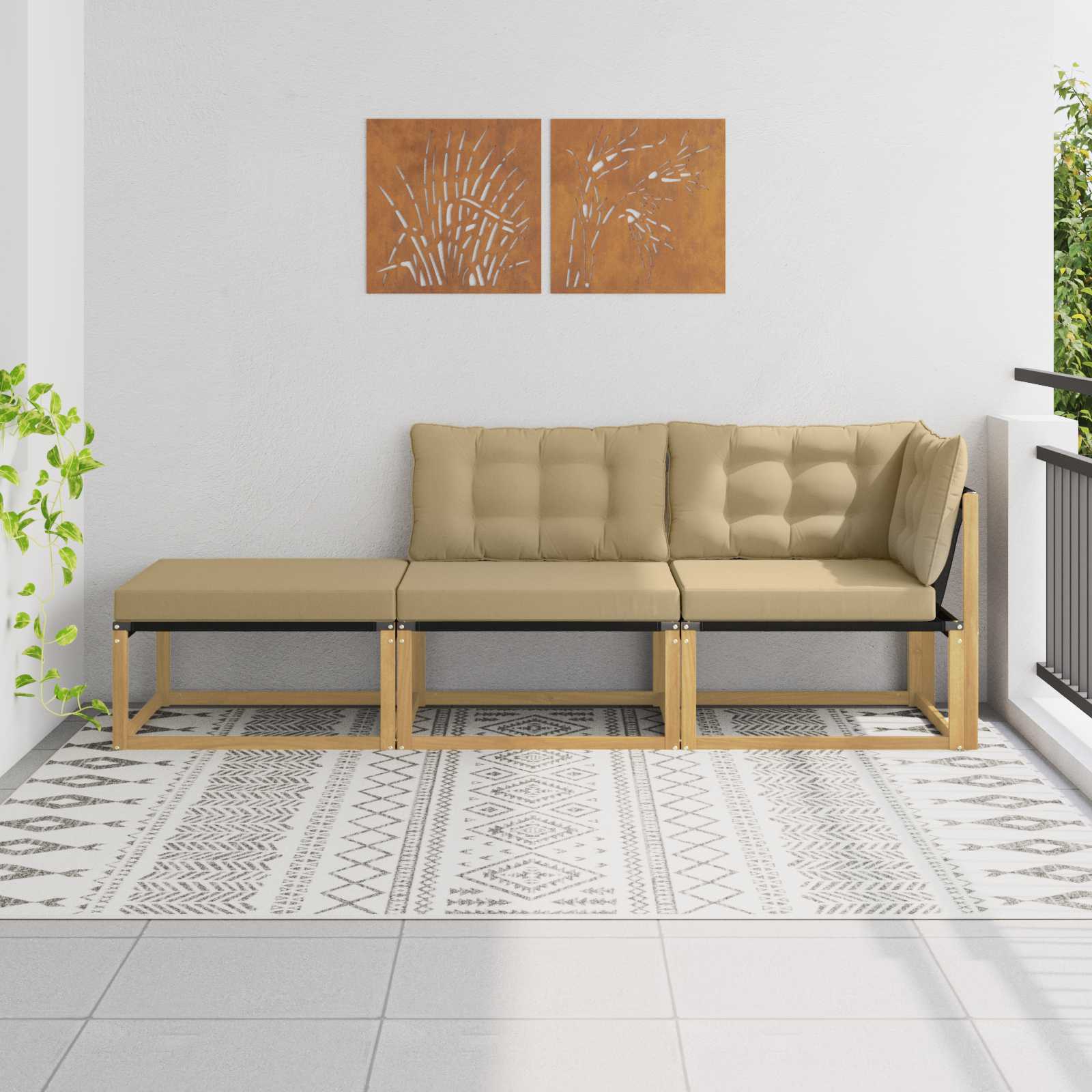 Outdoor-Sofagarnitur Massivholz Akazie Weiß