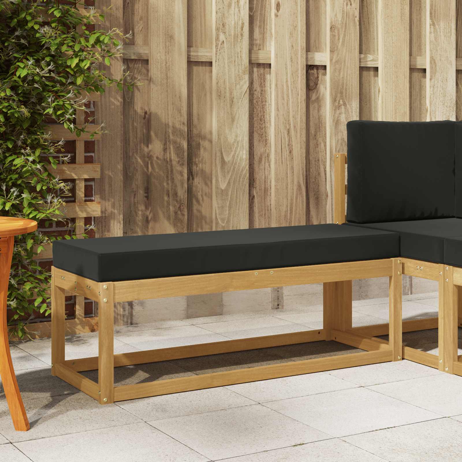Outdoor Hocker Bank Massivholz Akazie Weiß
