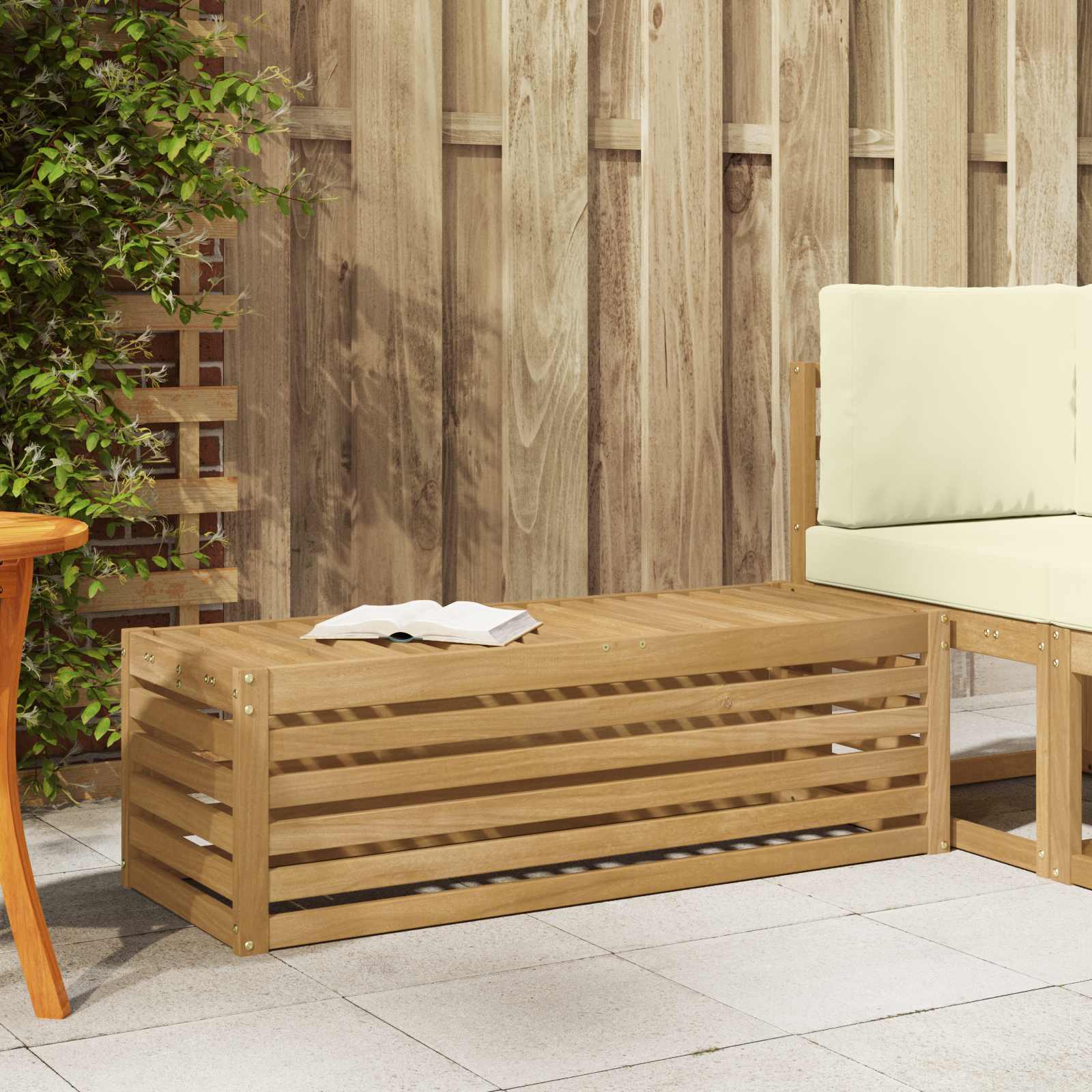 Outdoor Stool Bench Weiß 115 x 43 x 37 cm Massivholz Akazie