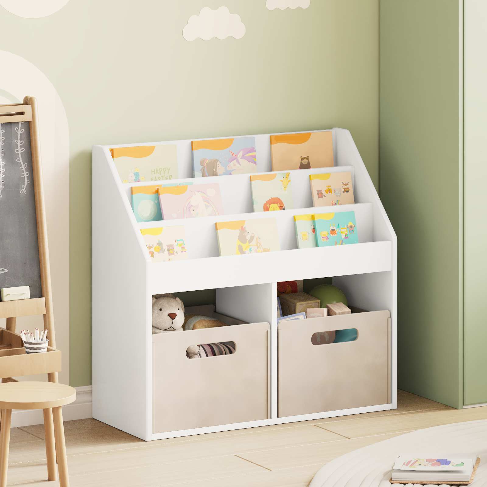 Kinderregal mit Speicher Weiß 72,5 x 29,5 x 69 cm Holzwerkstoff