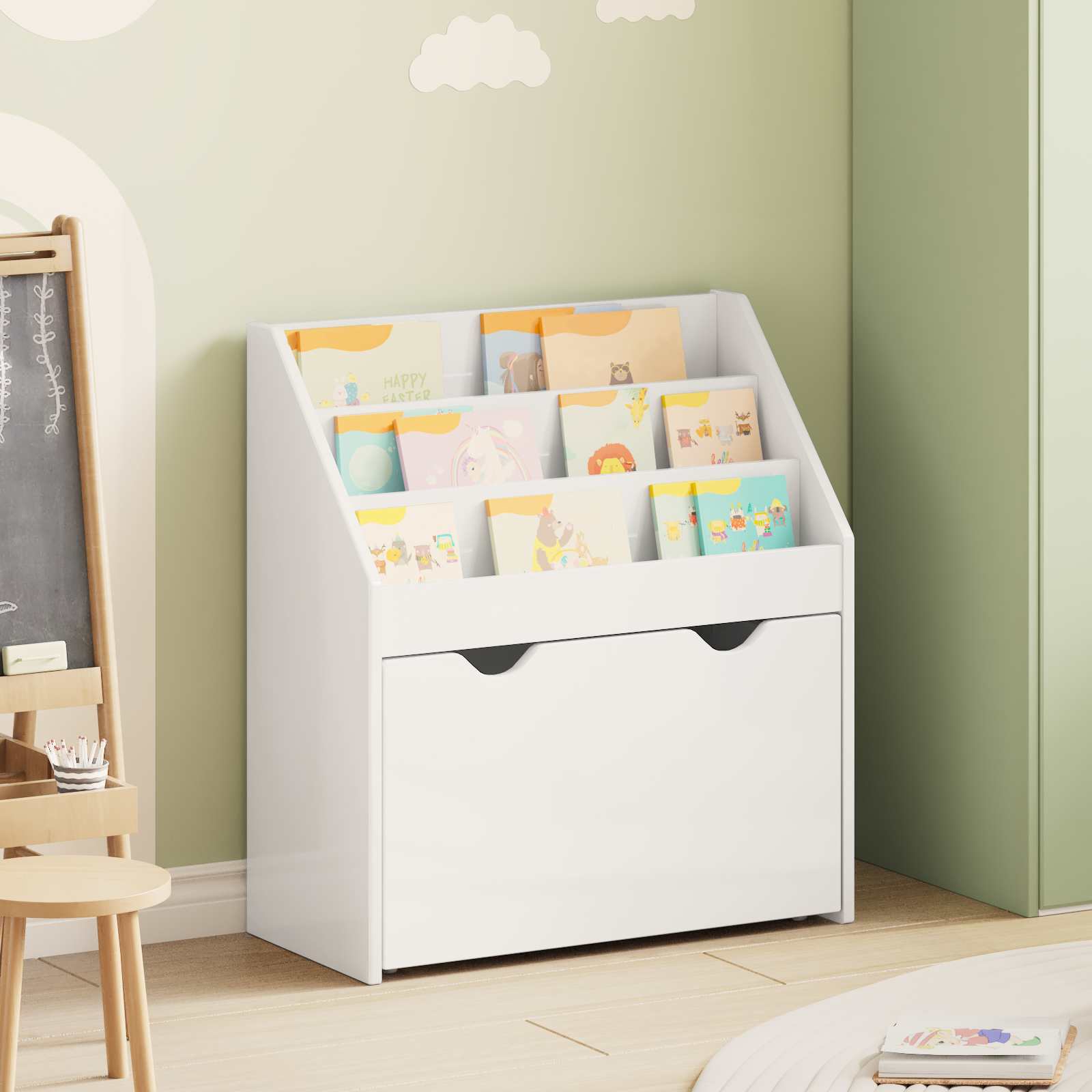Kinderregal Hochglanz Weiß 60 x 29,5 x 69 cm Holzwerkstoff