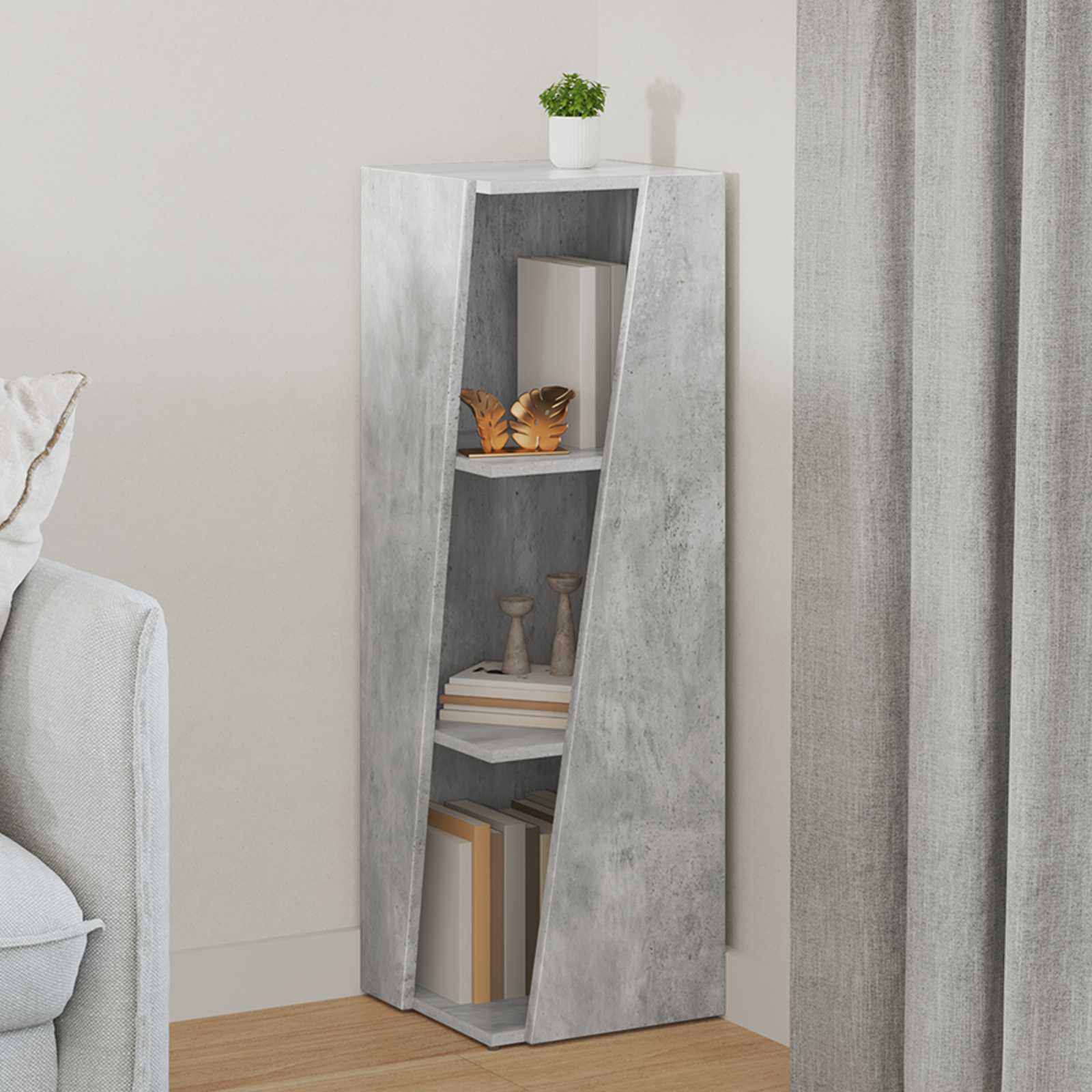 Seitenregal 33 x 32 x 100,5 cm Holzwerkstoff Betongrau