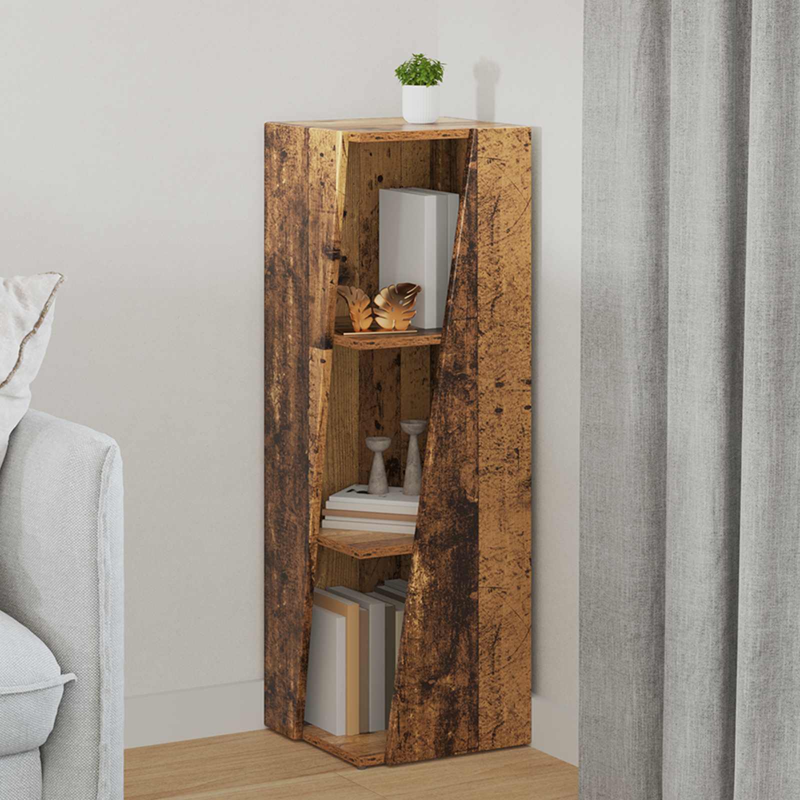 Seitenregal 33 x 32 x 100,5 cm Holzwerkstoff Altholz