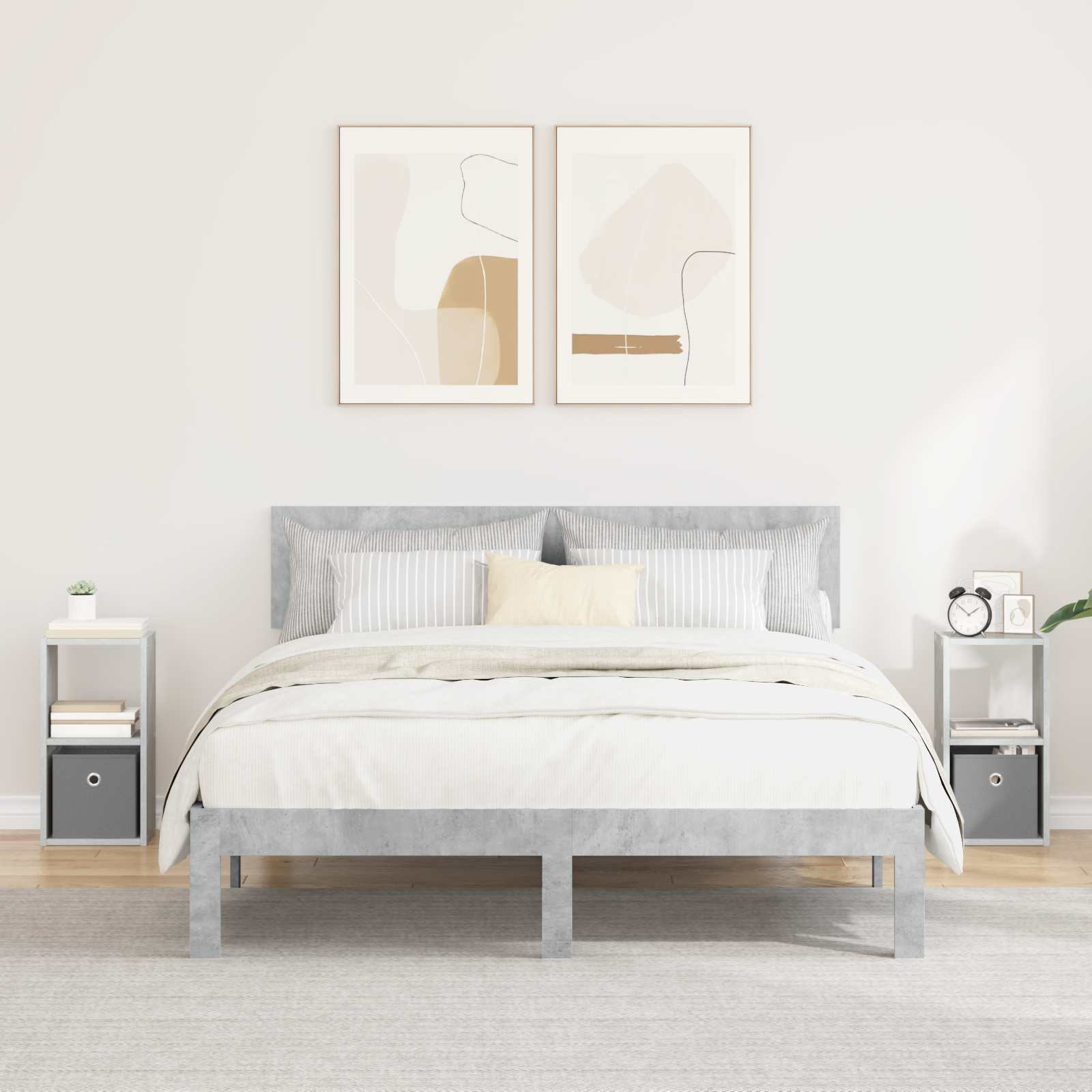 Nachttisch 2 stk. Beton Grau 25,5 x 22 x 49,5 cm Holzwerkstoff