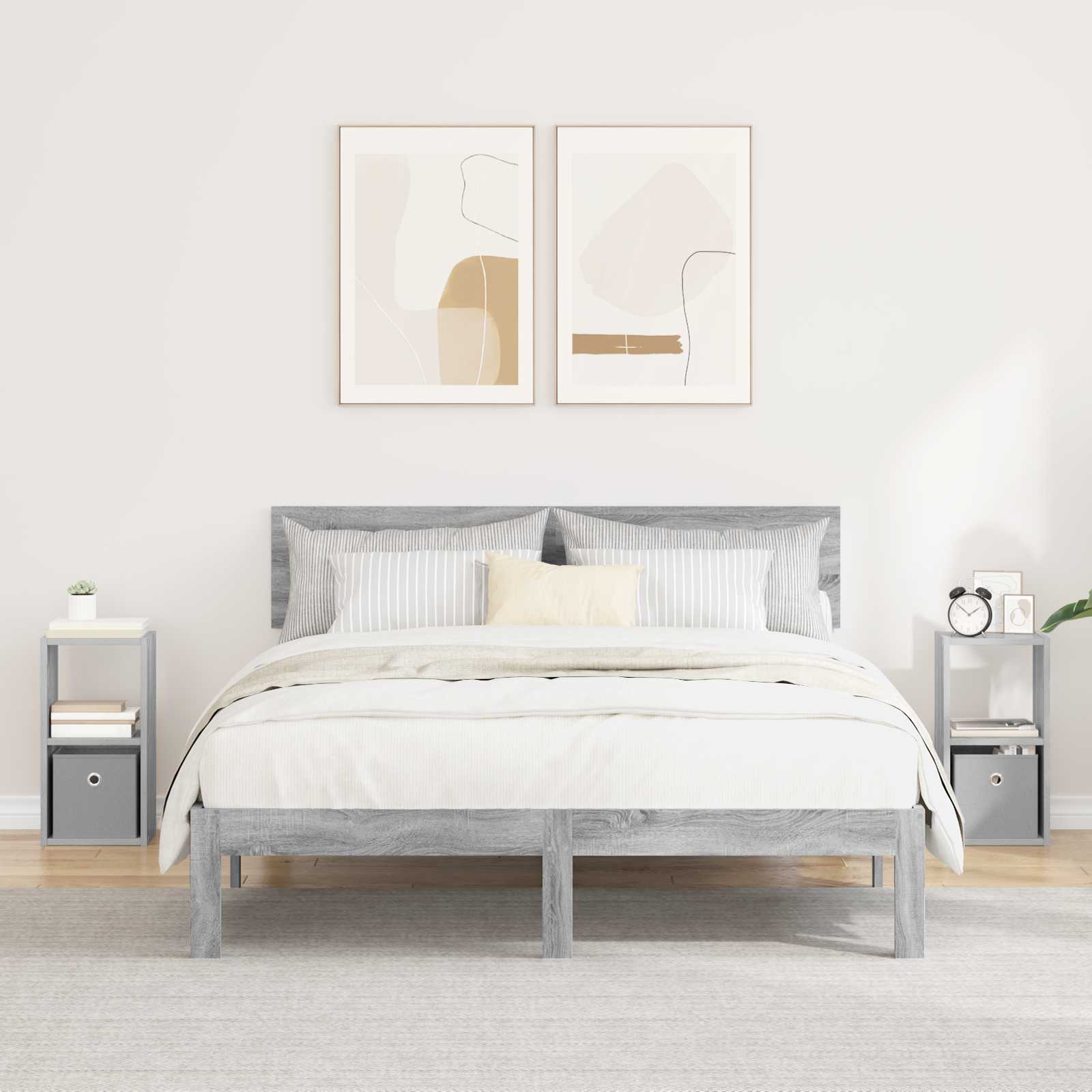 Nachttisch 2 stk. Graues Sonoma 25,5 x 22 x 49,5 cm