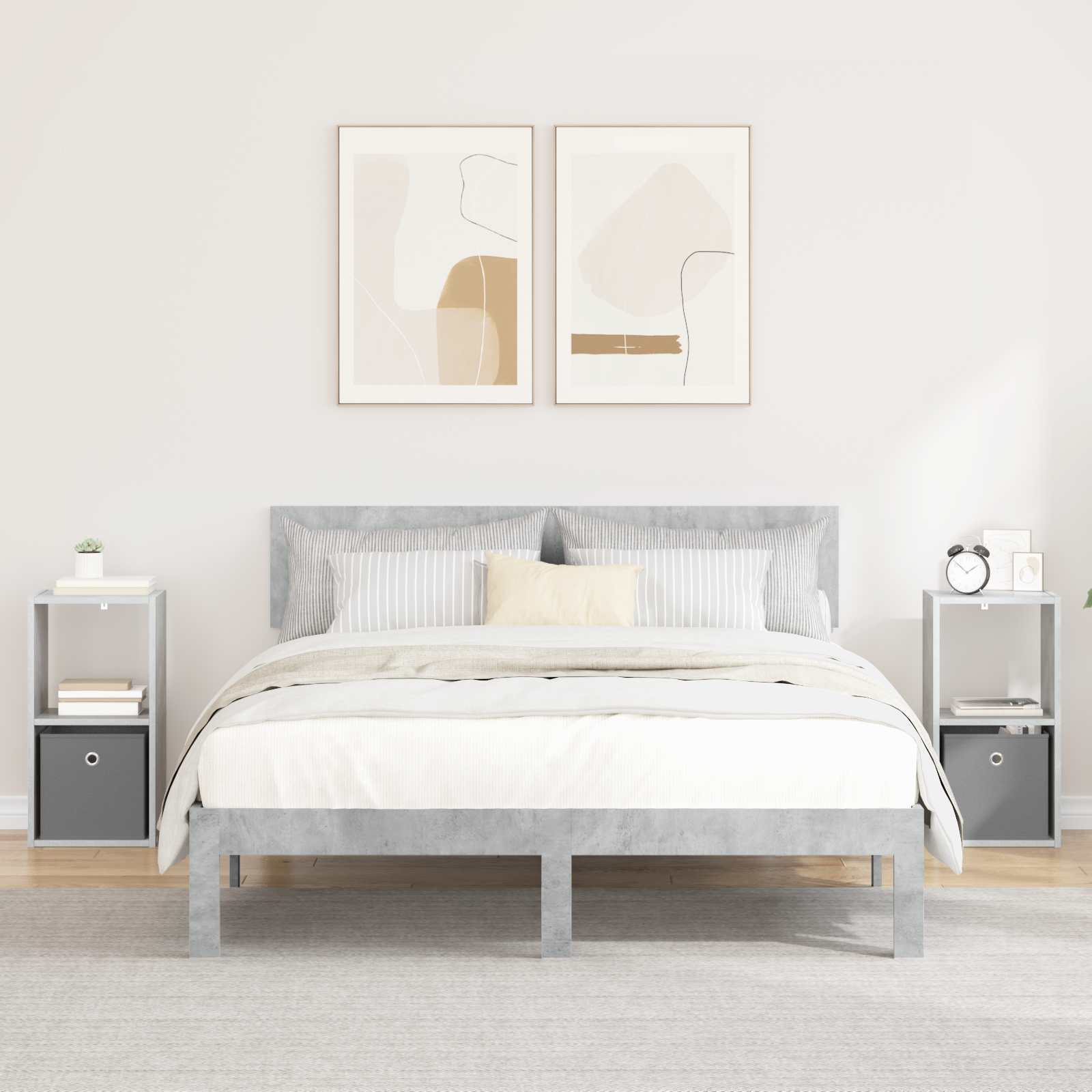 Nachttisch 2 stk. Beton Grau 30,5 x 27 x 59,5 cm Holzwerkstoff