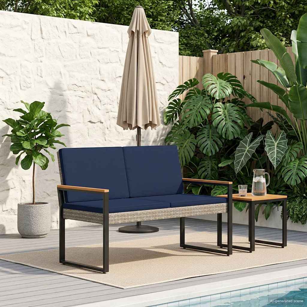 Bank Outdoor 2 -Seater 107 x 61 x 80 cm Poly-Rattan Rechteckig