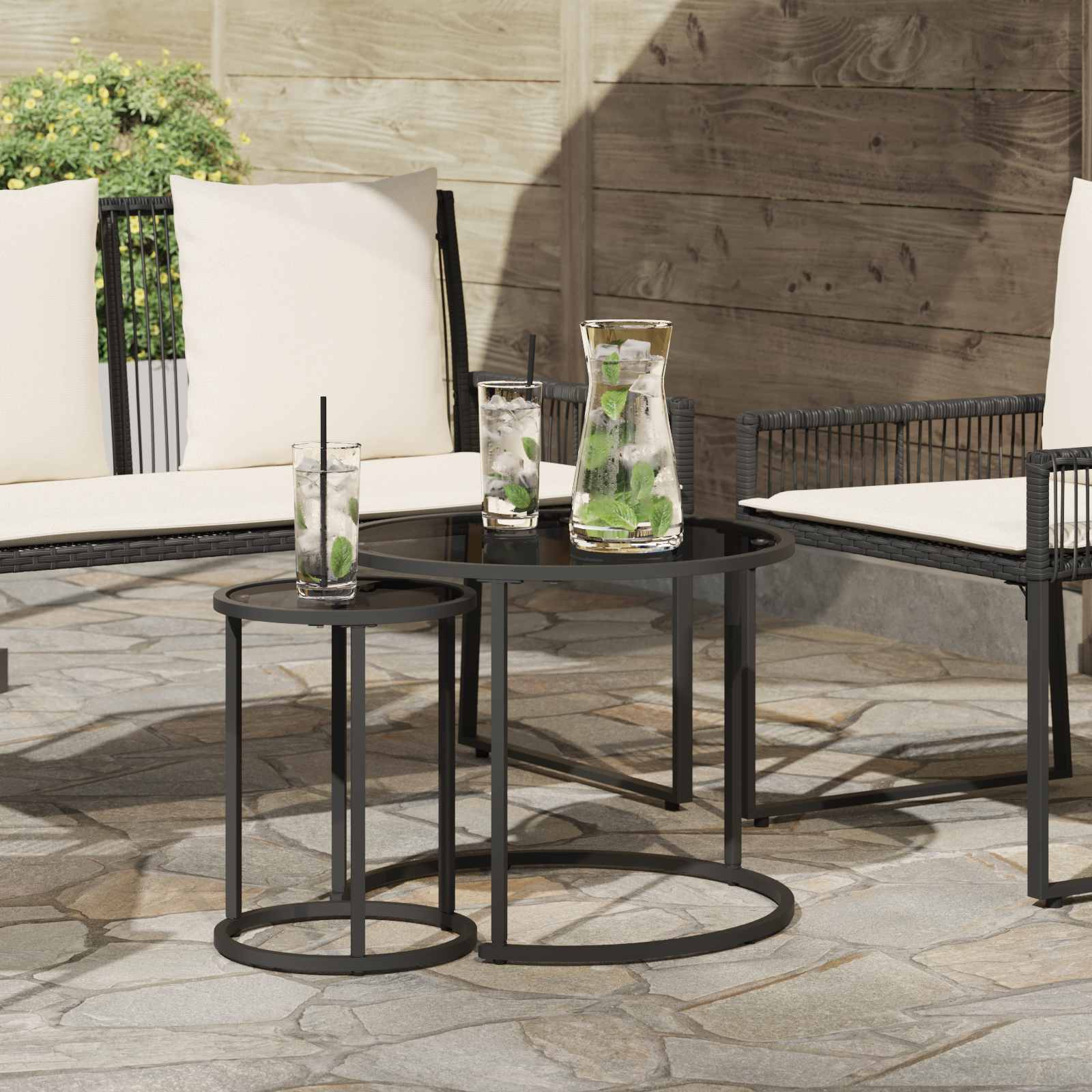 Kaffeetisch Set 2 stk. 55 x 55 x 45 cm Stahl