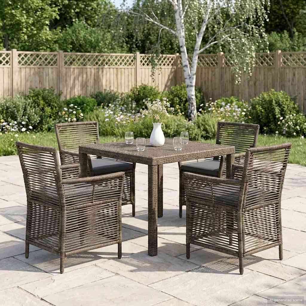 Gartenstuhl 4 stk. Grau und Dunkelgrau Poly-Rattan
