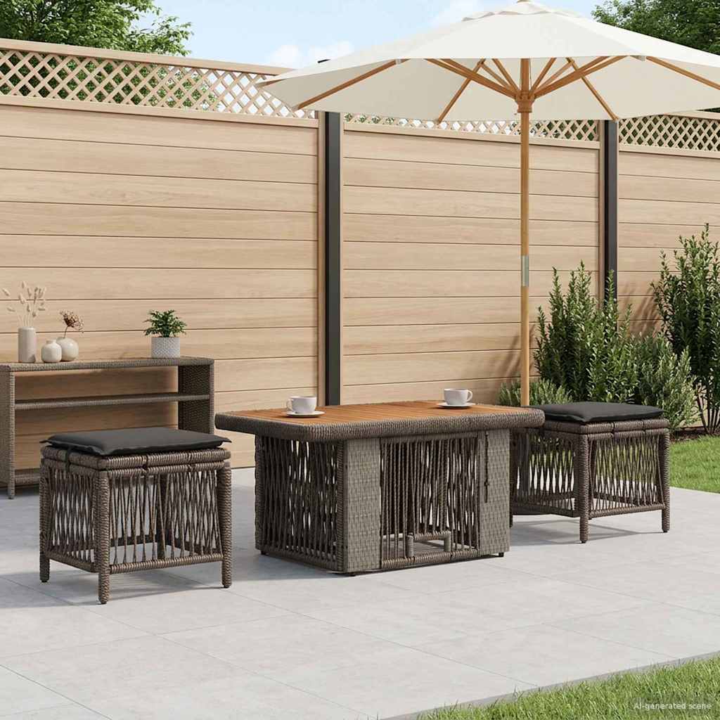 Garten Essgruppe 3 stk. Grau und Dunkelgrau Poly-Rattan
