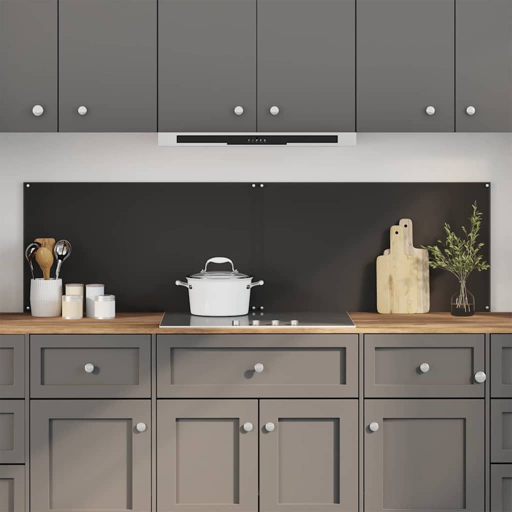 Küchenrückwand 2 stk. Schwarz 90 x 50 cm Gehärtetes Glas