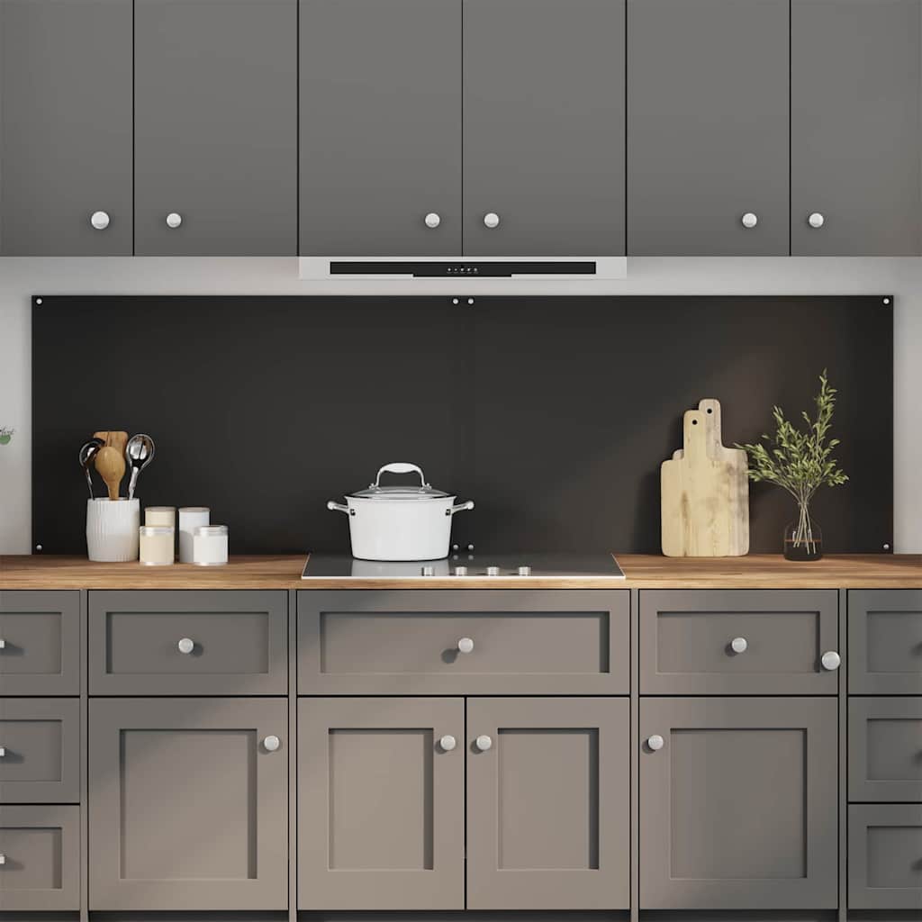 Küchenrückwand 2 stk. Schwarz 100 x 60 cm Gehärtetes Glas