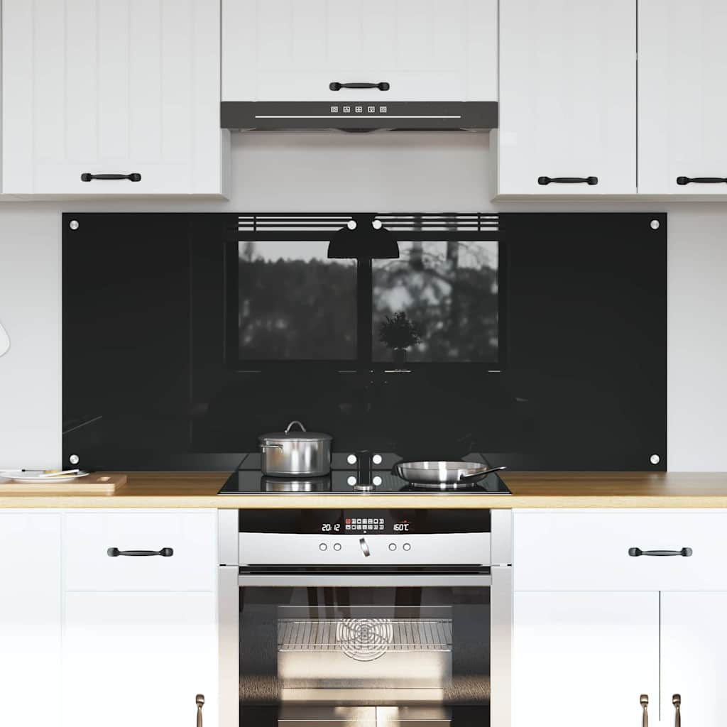 Küchenrückwand 2 Stk. Schwarz 70 x 60 cm Gehärtetes Glas