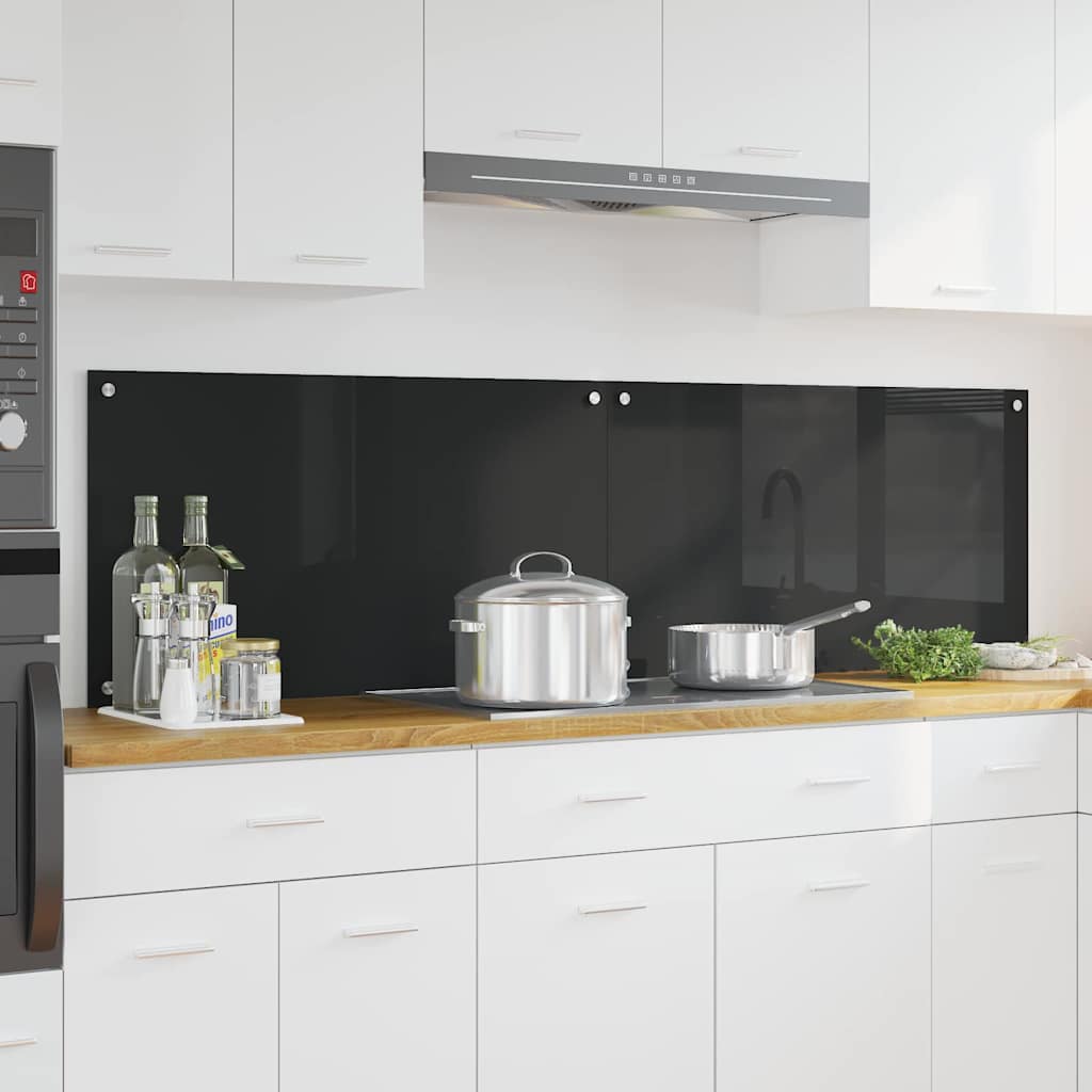 Küchenrückwand 2 Stk. Schwarz 90 x 50 cm Gehärtetes Glas