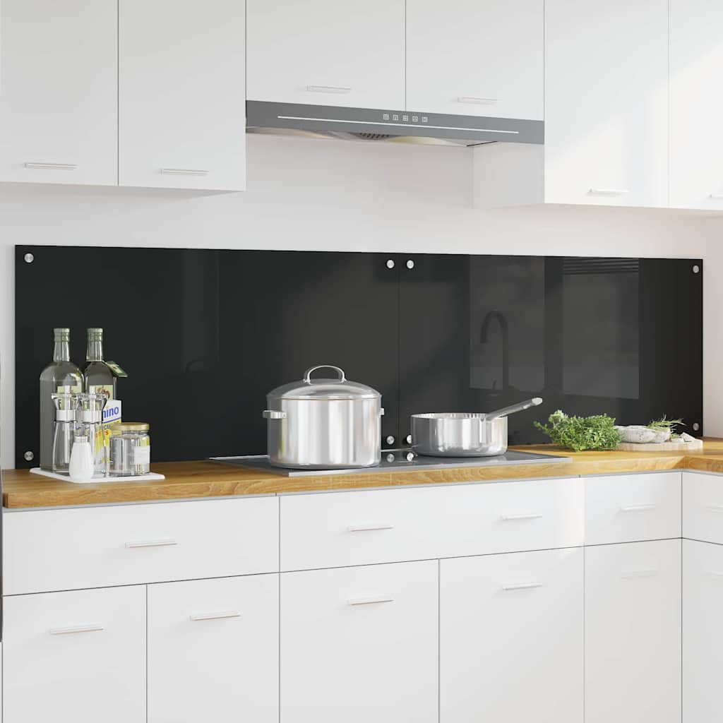 Küchenrückwand 2 Stk. Schwarz 100 x 50 cm Gehärtetes Glas
