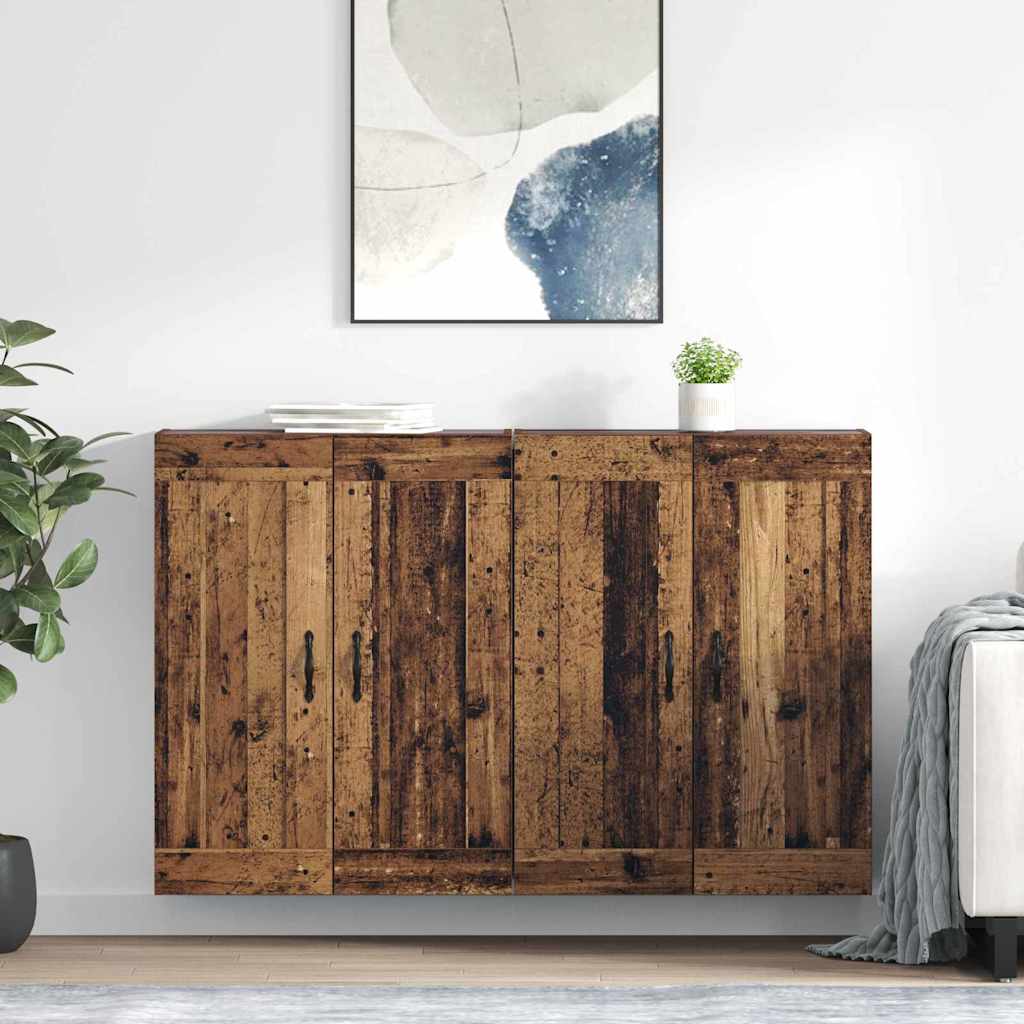 Wandmontierter Schrank 2 stk. Altholz 69,5 x 34 x 90 cm