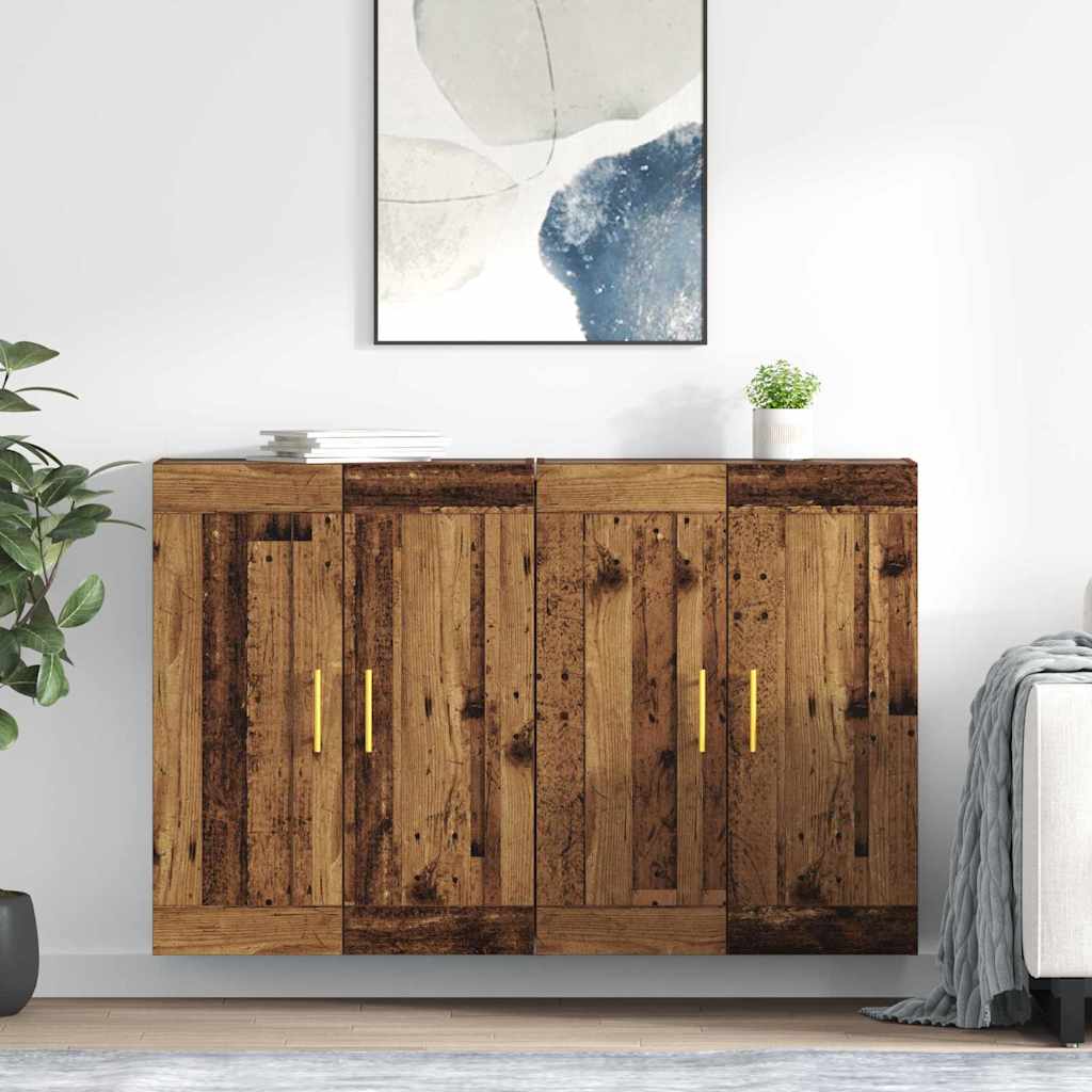Wandmontierter Schrank 2 stk. Altholz 69,5 x 34 x 90 cm